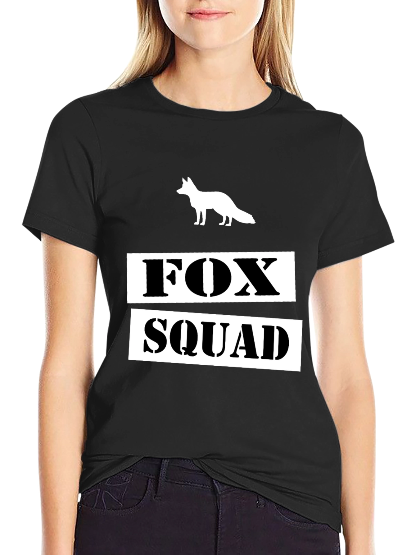 Fox Squad Graphic T-Shirt - Black Crew Neck Tee