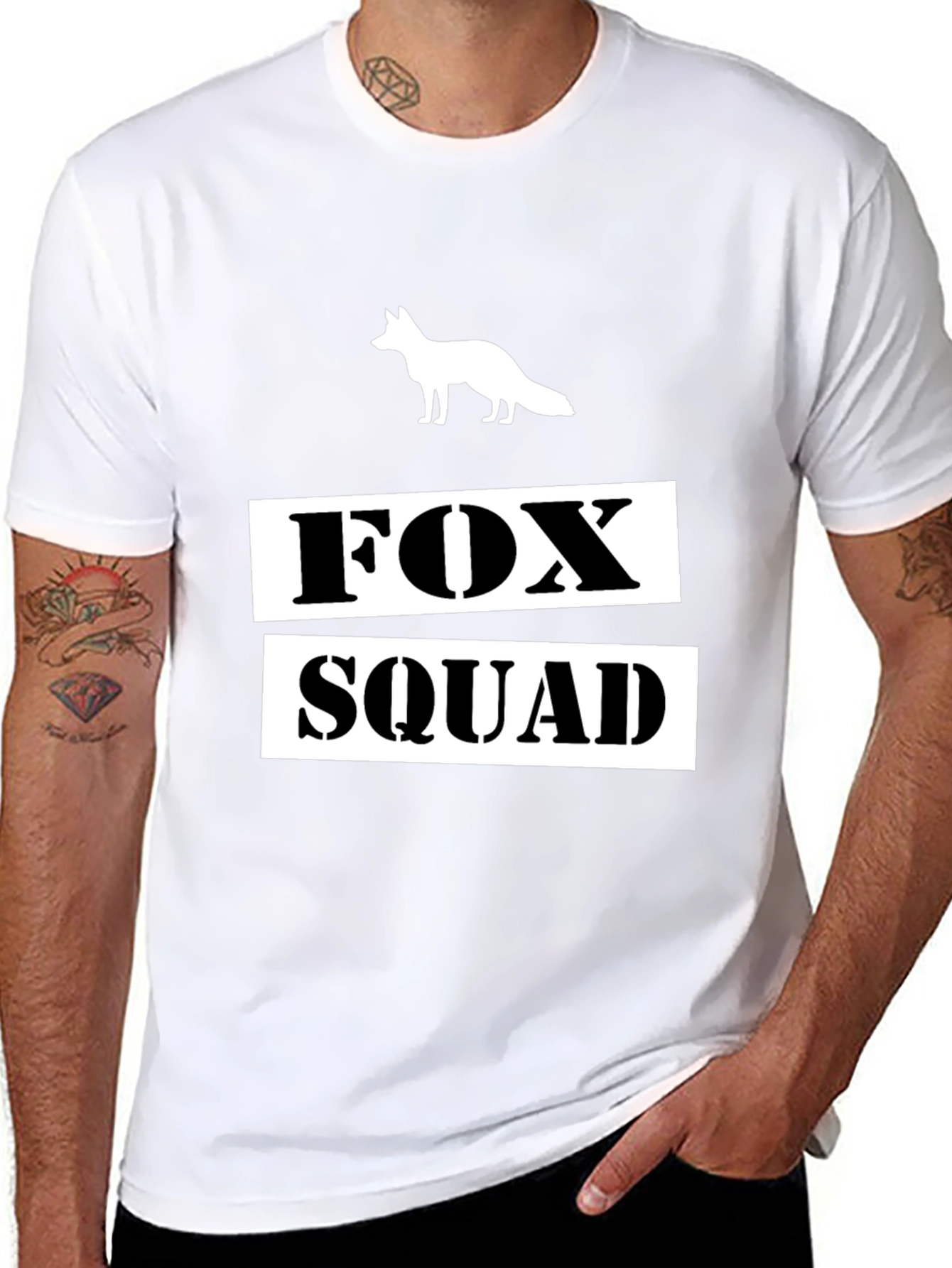 Fox Squad Graphic T-Shirt - Black Crew Neck Tee