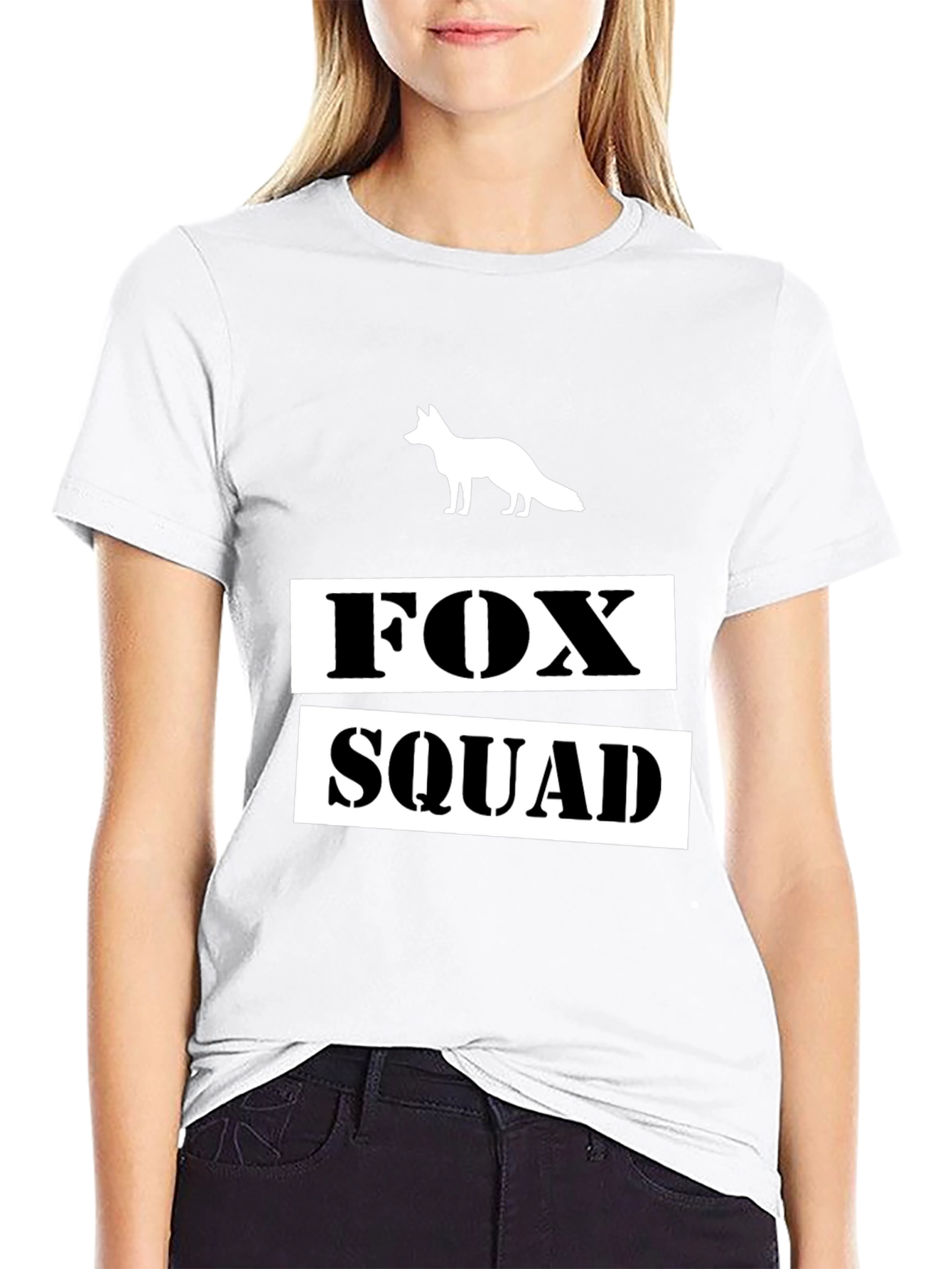 Fox Squad Graphic T-Shirt - Black Crew Neck Tee