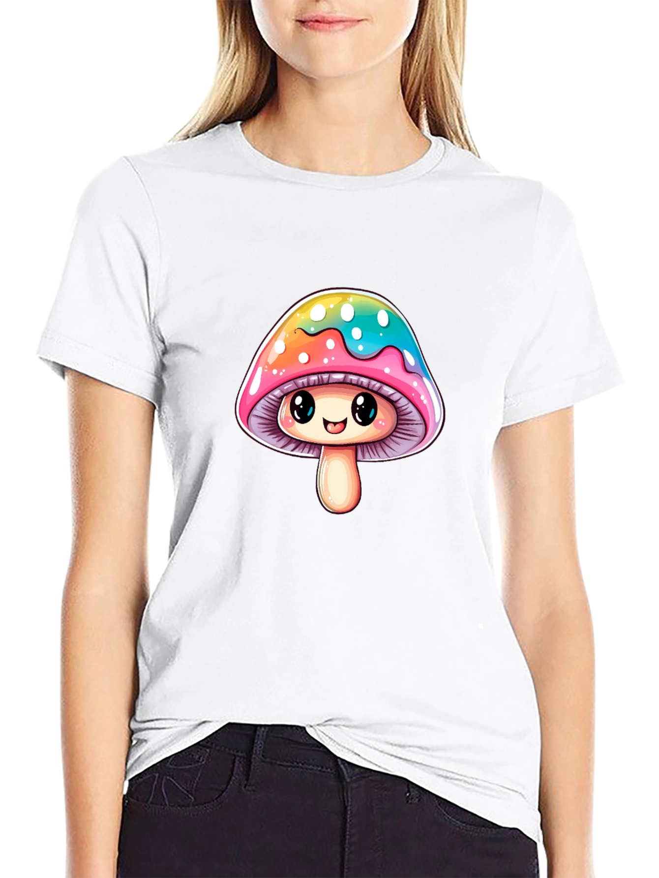 Cute Mushroom Graphic Tee - Unisex Black T-Shirt