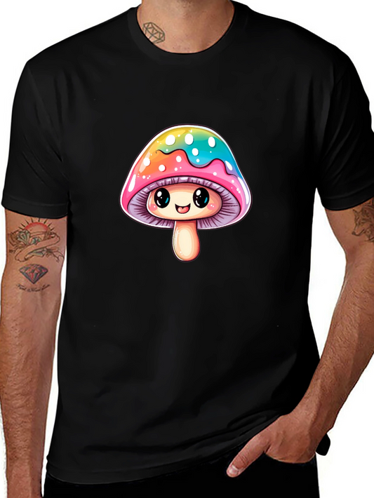 Cute Mushroom Graphic Tee - Unisex Black T-Shirt