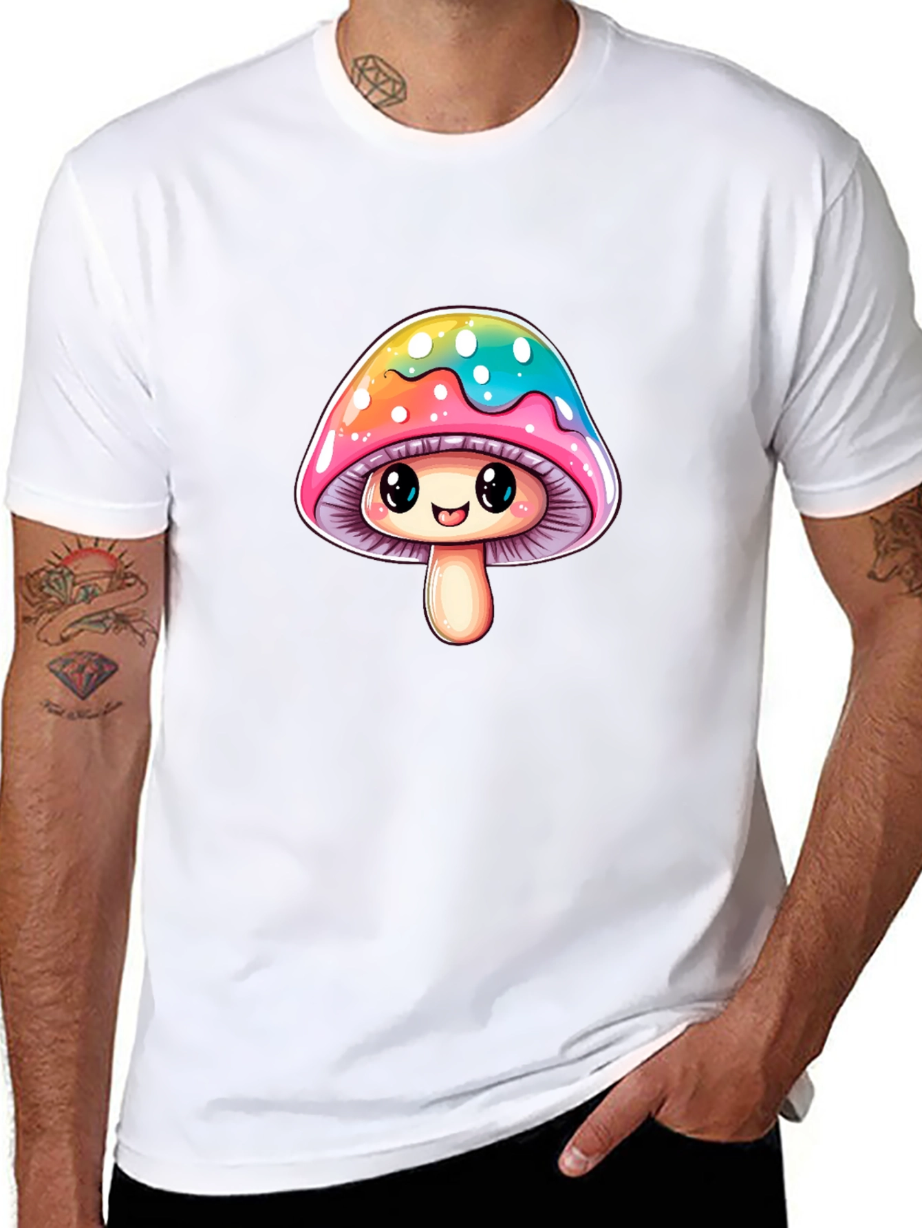 Cute Mushroom Graphic Tee - Unisex Black T-Shirt