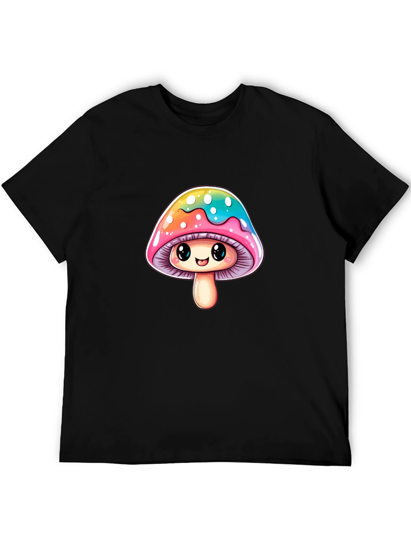 Cute Mushroom Graphic Tee - Unisex Black T-Shirt