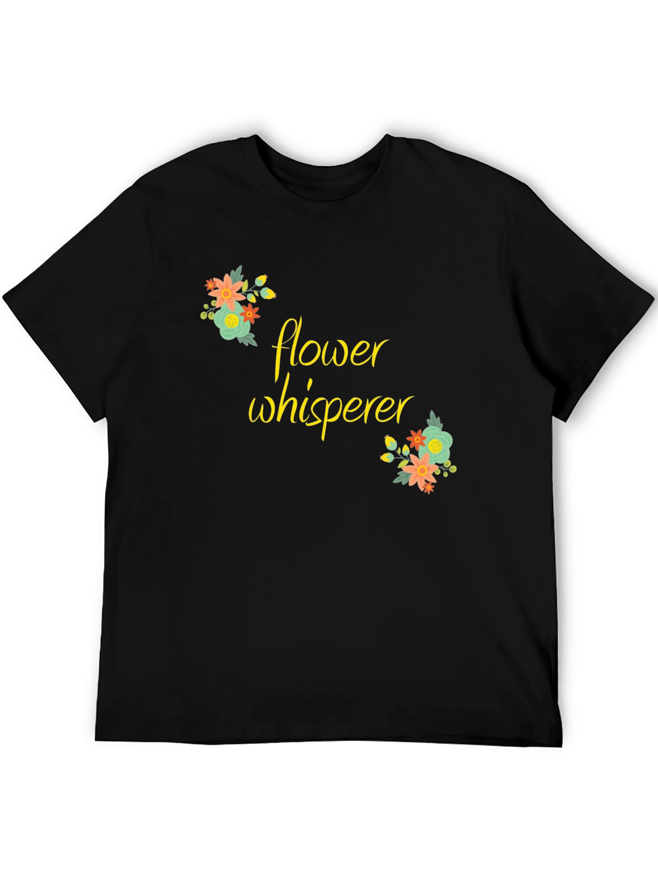 Flower Whisperer Graphic Tee - Black Cotton T-Shirt