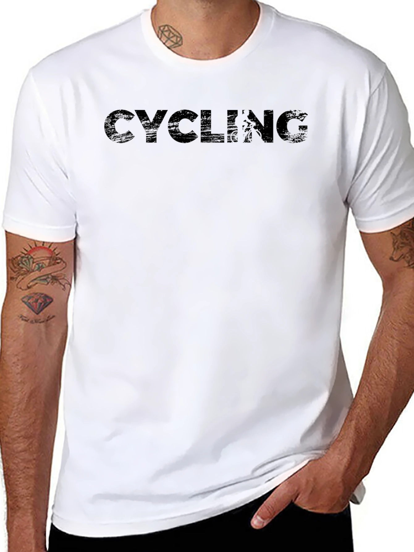 Cycling Graphic Tee - Black Cotton T-Shirt