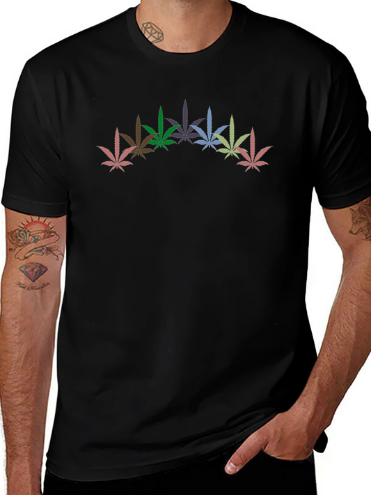 Colorful Cannabis Leaf Graphic T-Shirt