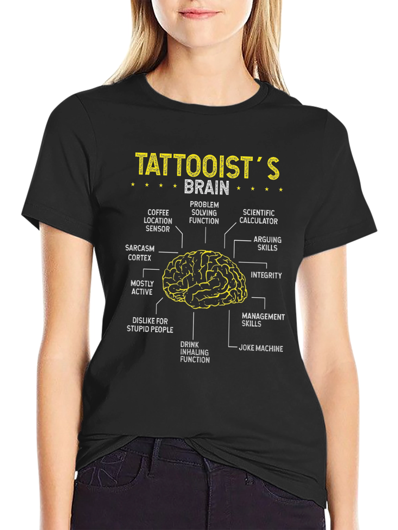 Tattooist Brain Anatomy Black T-Shirt