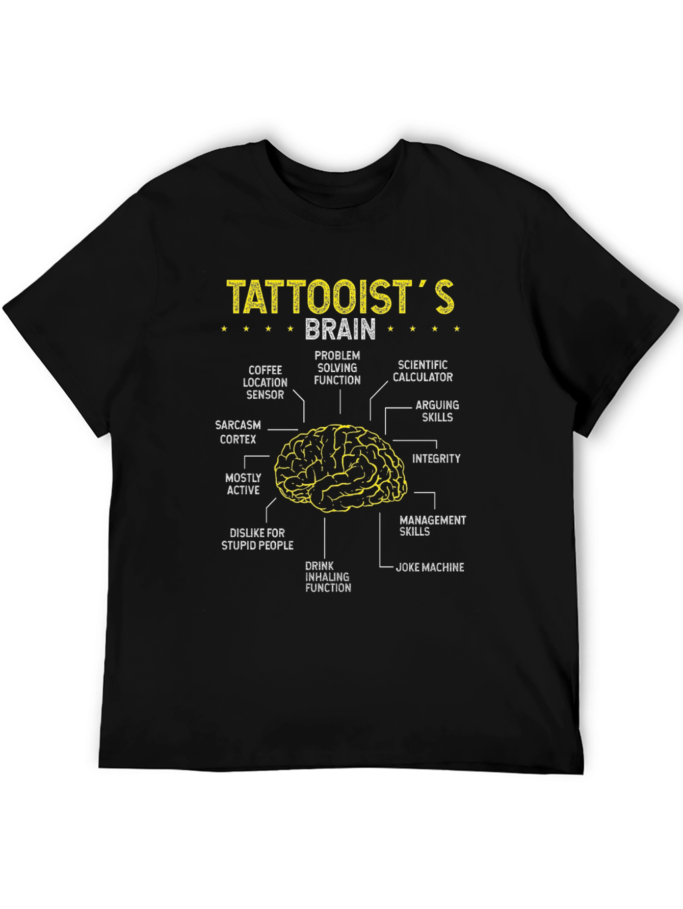Tattooist Brain Anatomy Black T-Shirt