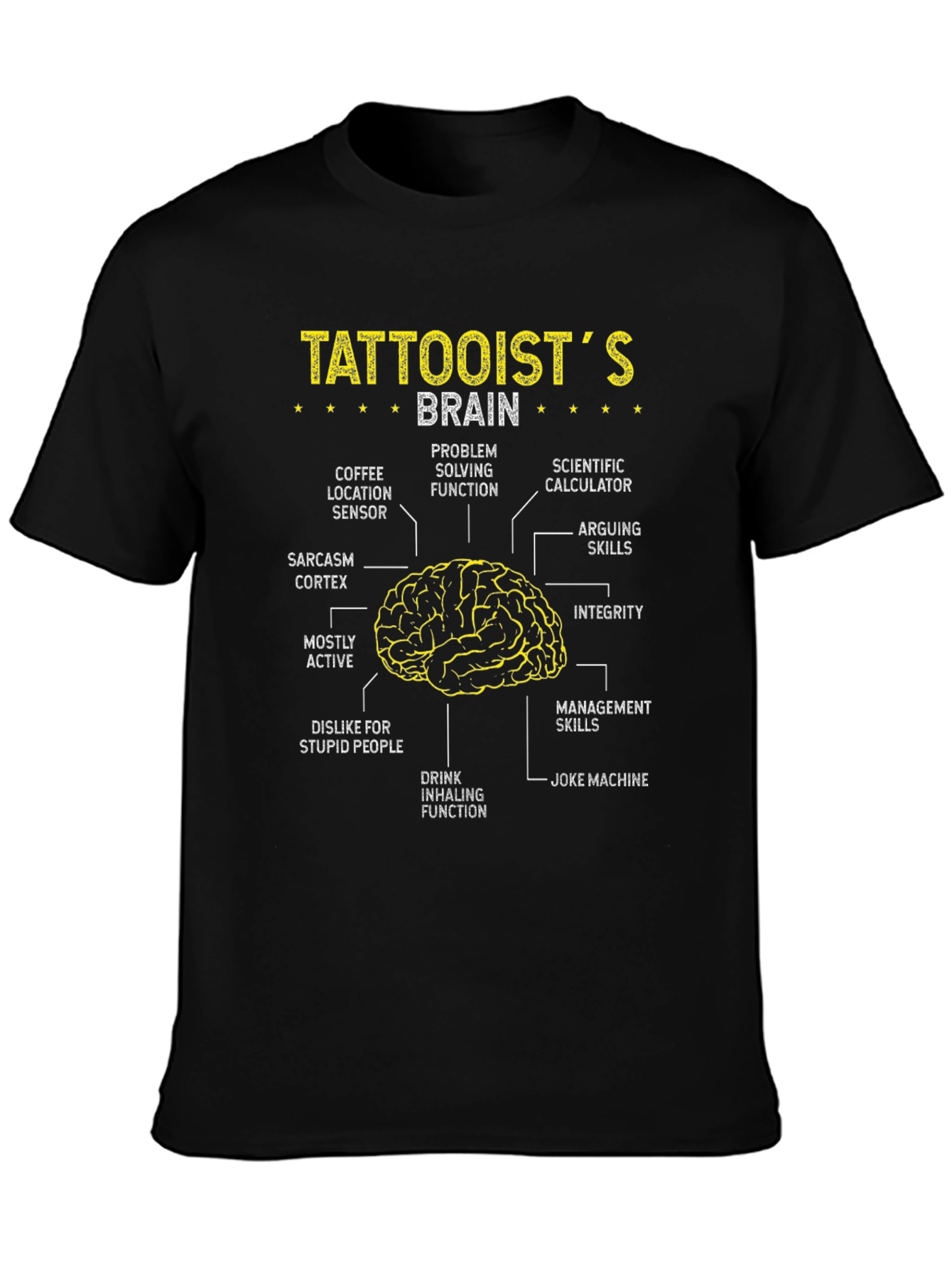 Tattooist Brain Anatomy Black T-Shirt