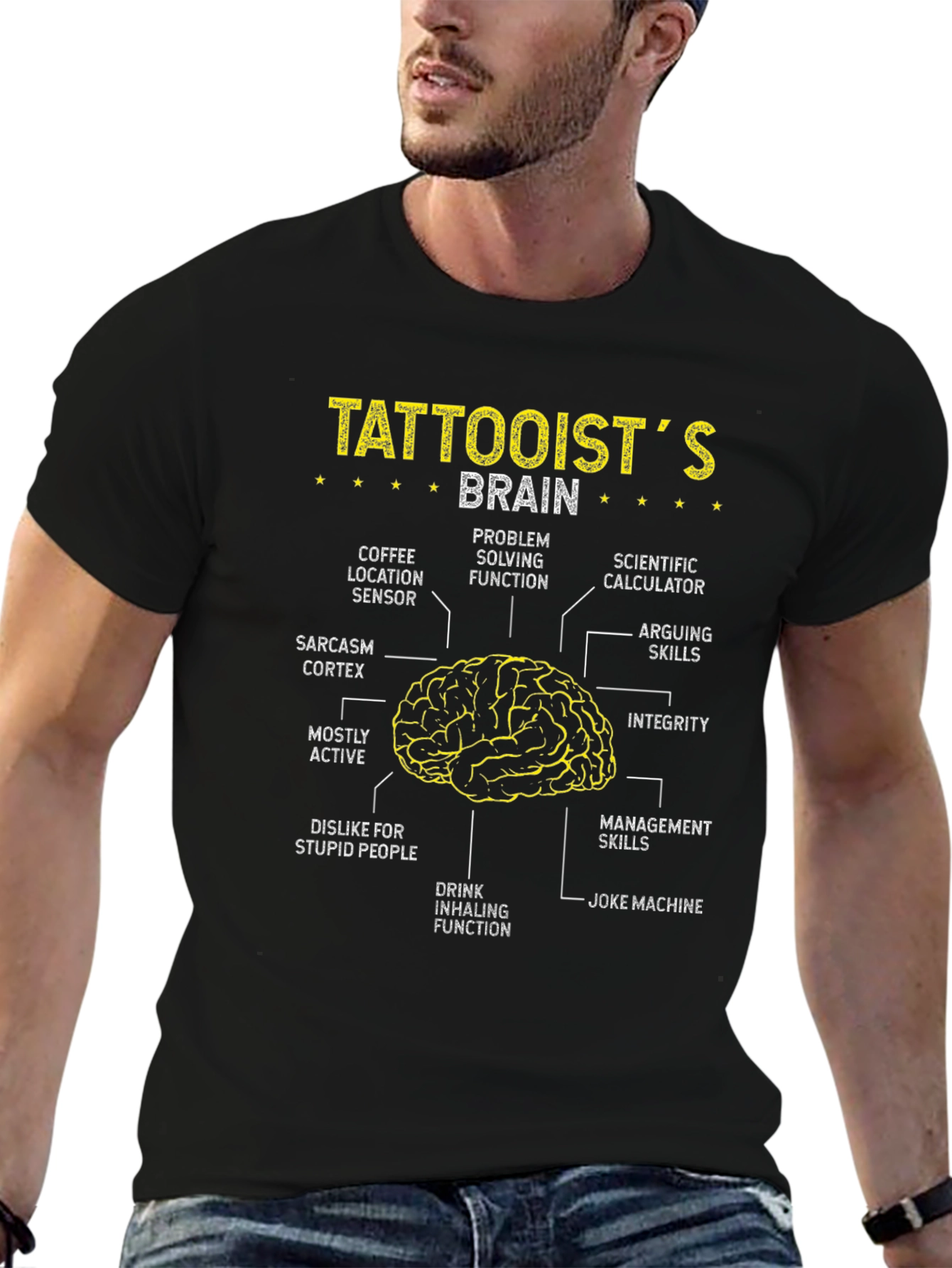 Tattooist Brain Anatomy Black T-Shirt