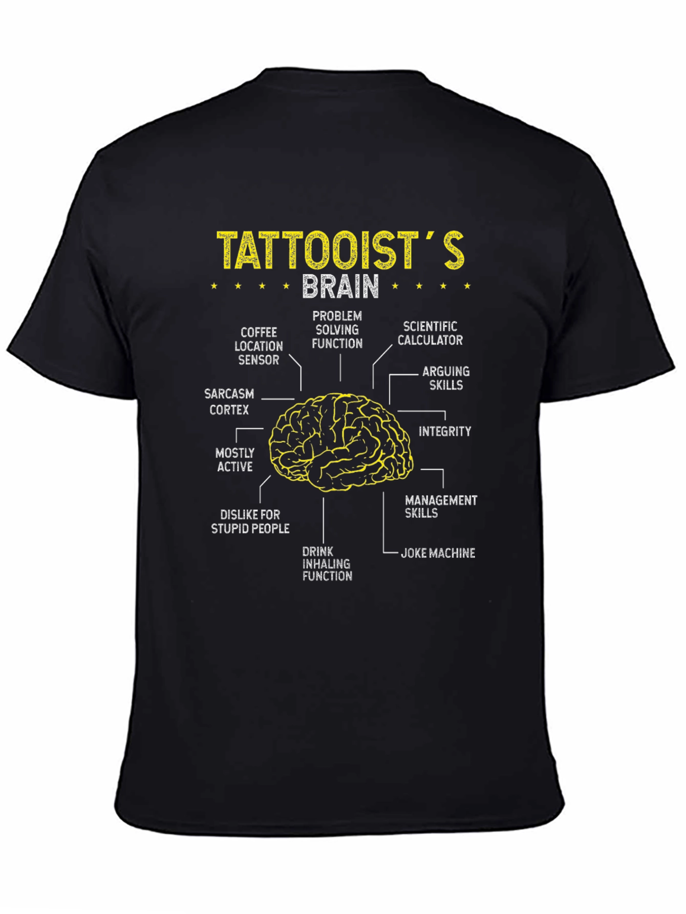 Tattooist Brain Anatomy Black T-Shirt