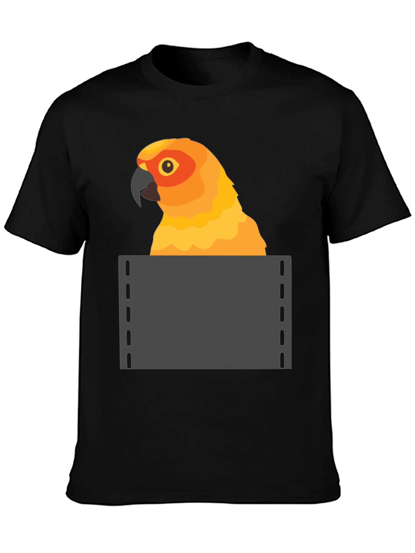 Parrot in Pocket Graphic Tee - Fun Animal T-Shirt