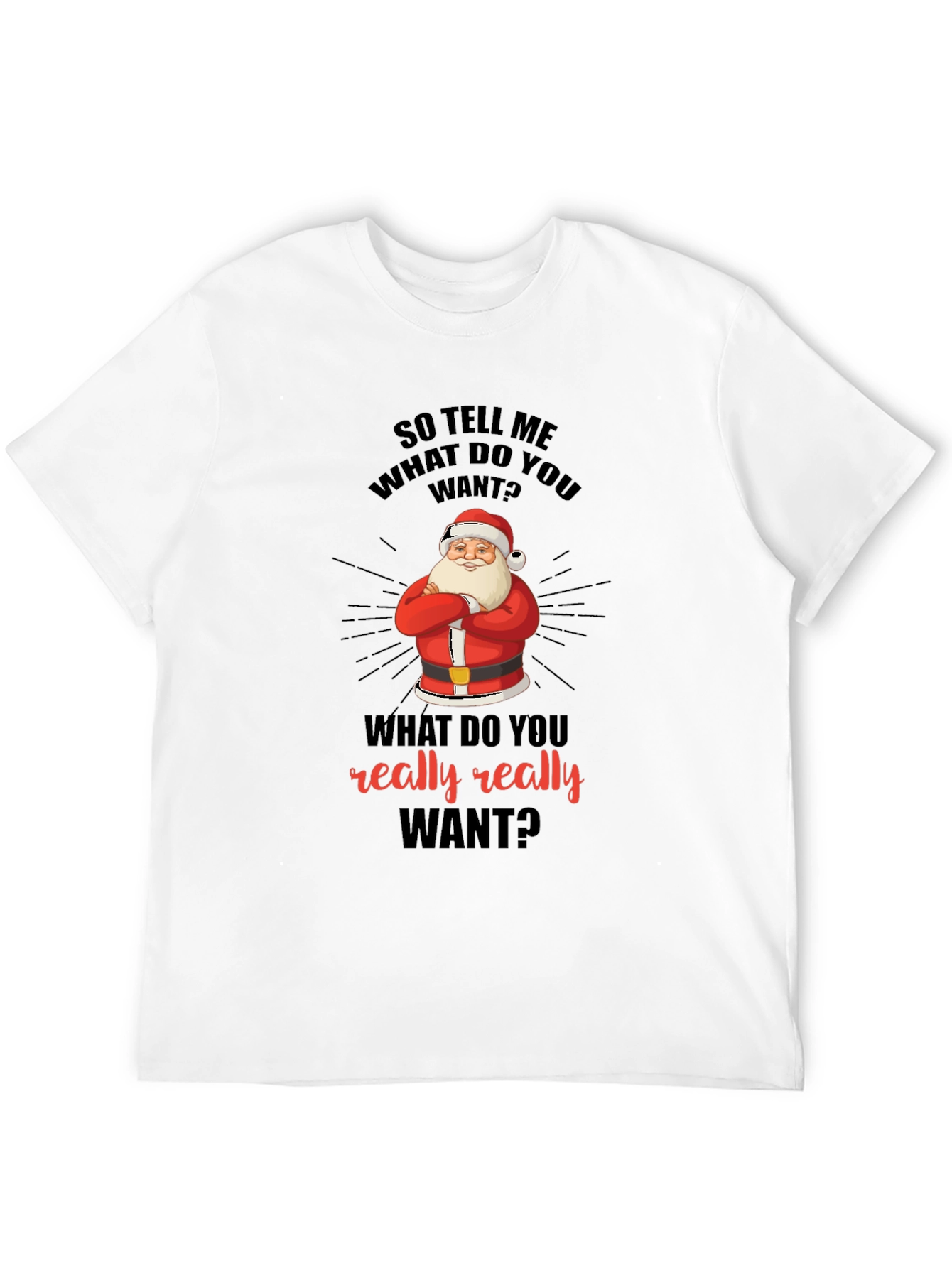 Funny Christmas Santa T-Shirt: What Do You Really Want?