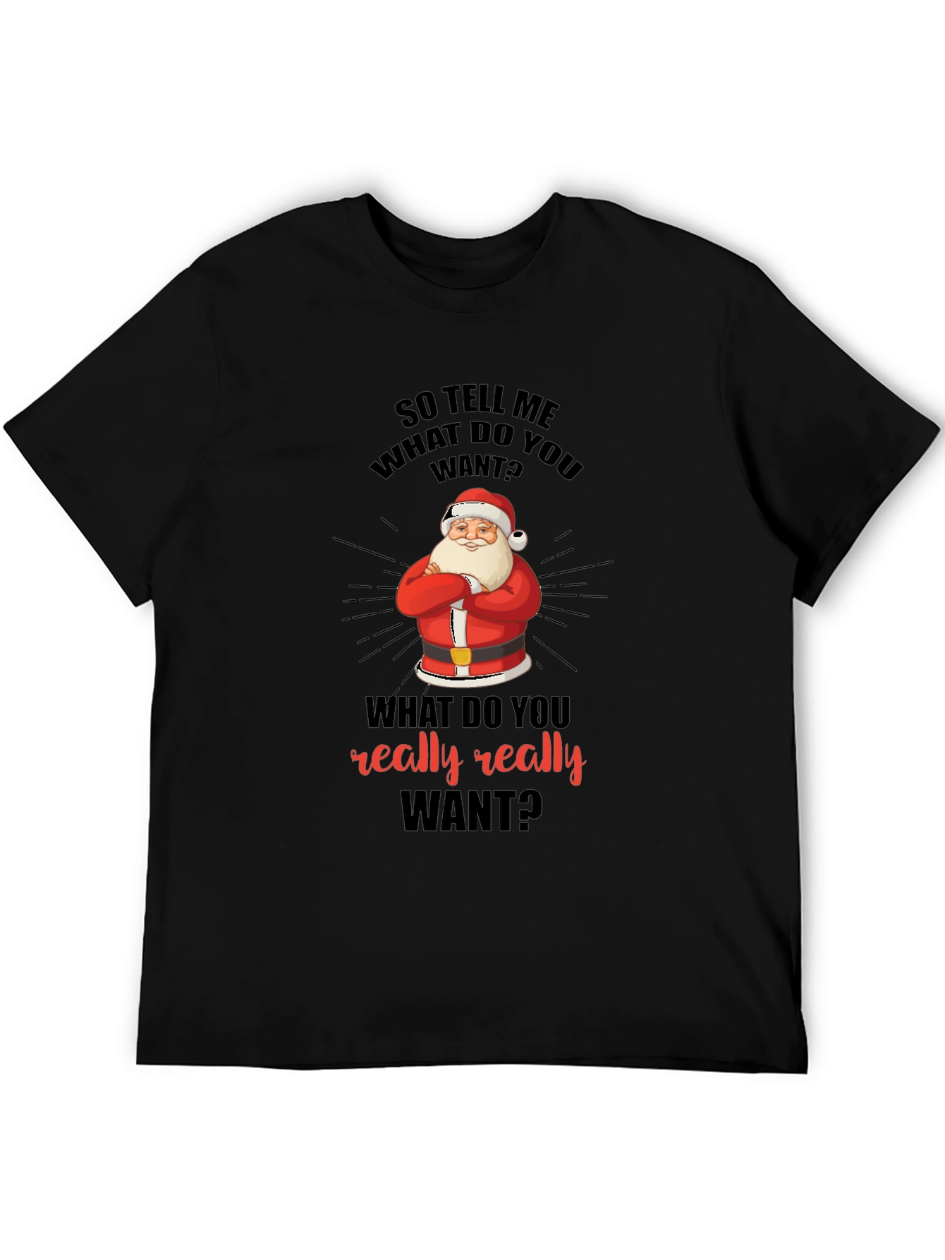 Funny Christmas Santa T-Shirt: What Do You Really Want?