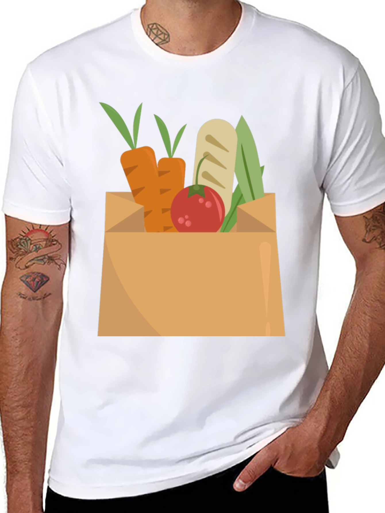 Grocery Bag Graphic Tee - Fresh Produce Design