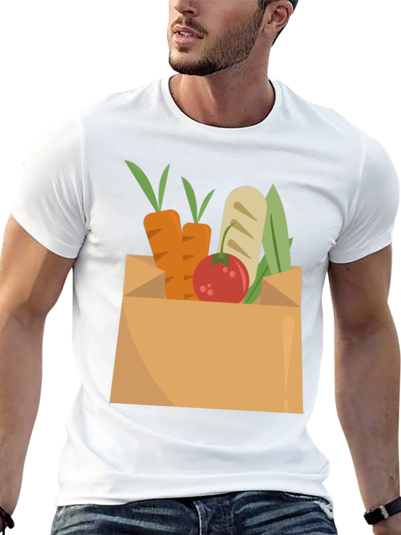 Grocery Bag Graphic Tee - Fresh Produce Design