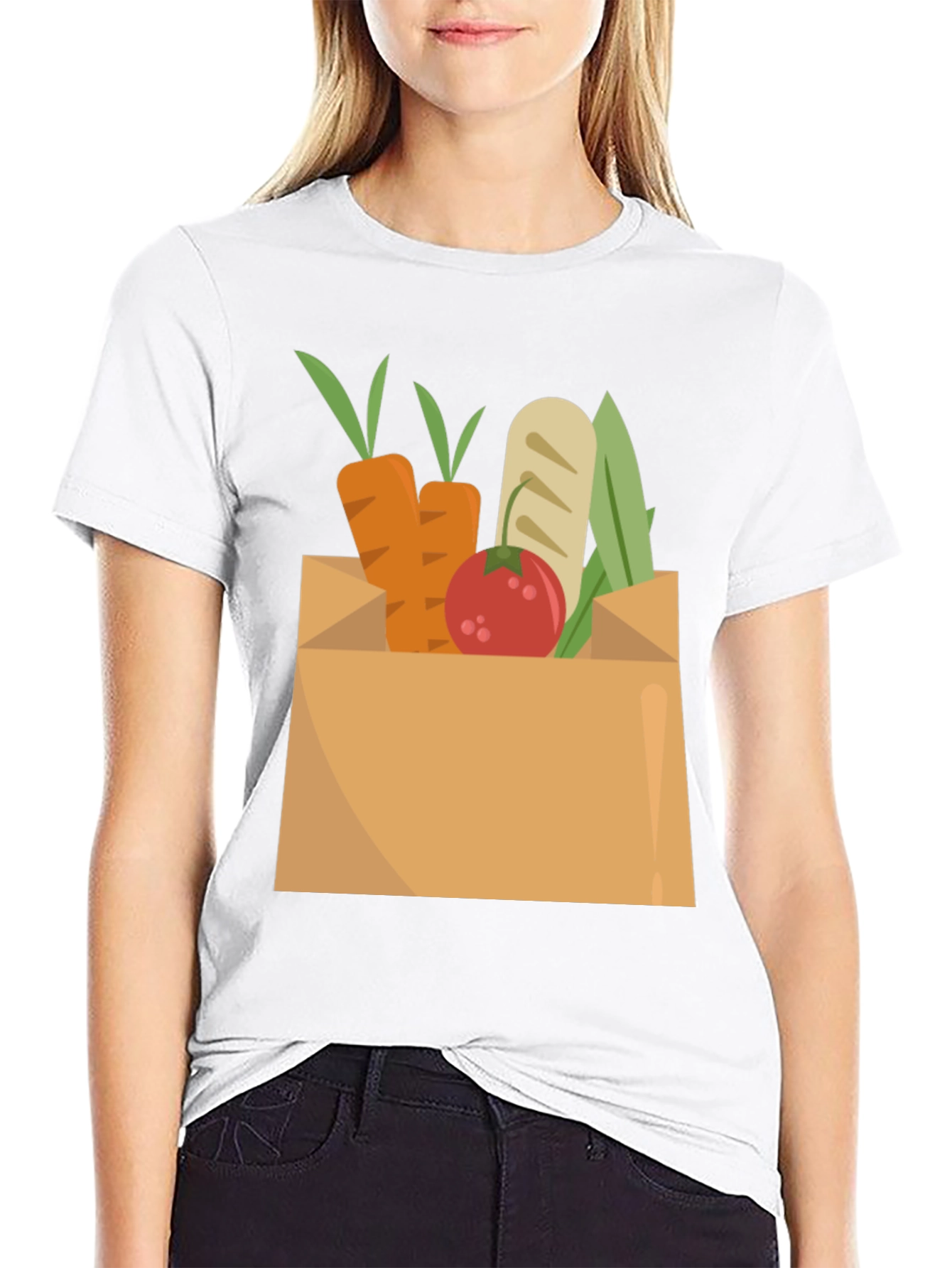 Grocery Bag Graphic Tee - Fresh Produce Design