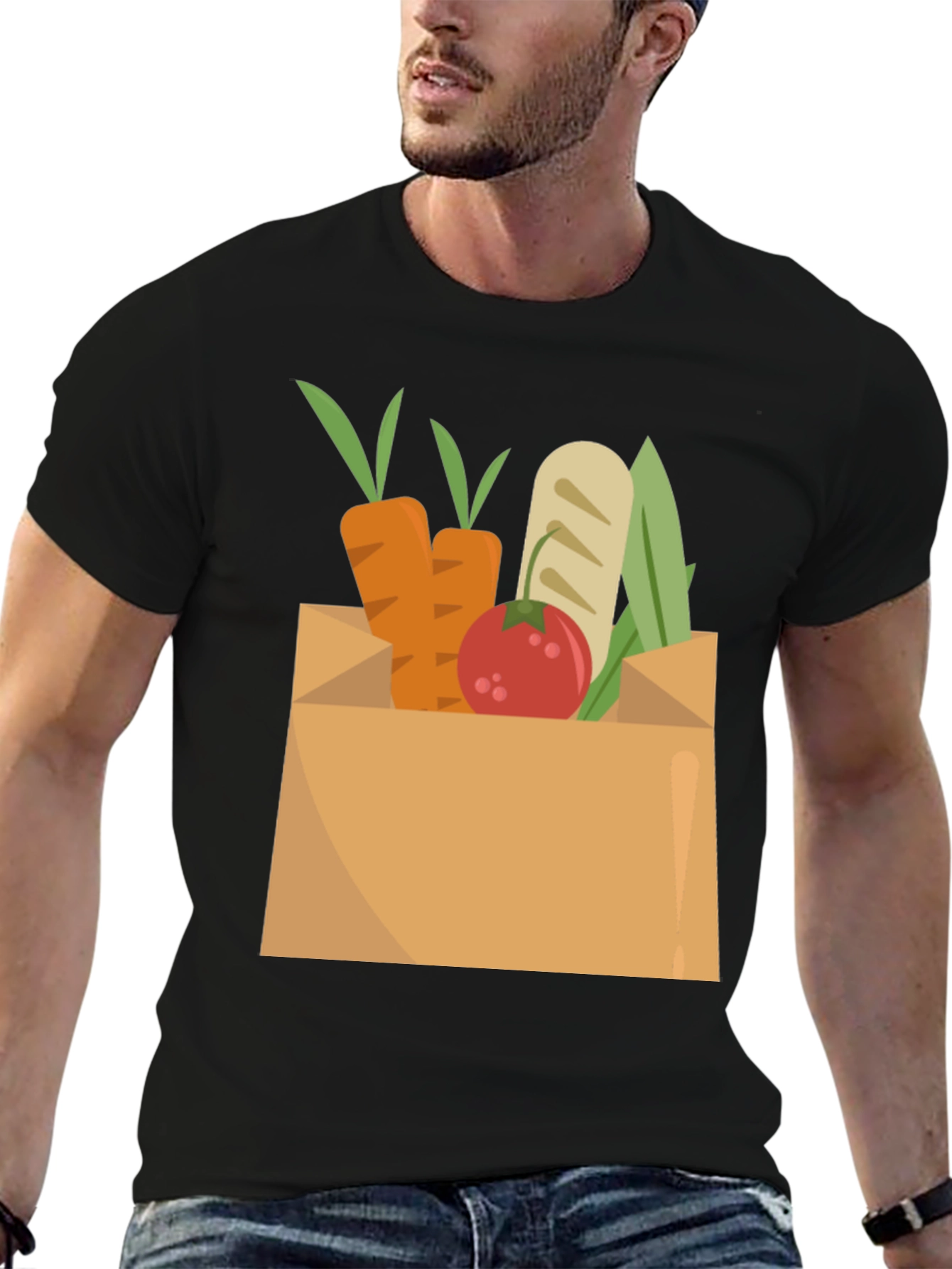 Grocery Bag Graphic Tee - Fresh Produce Design