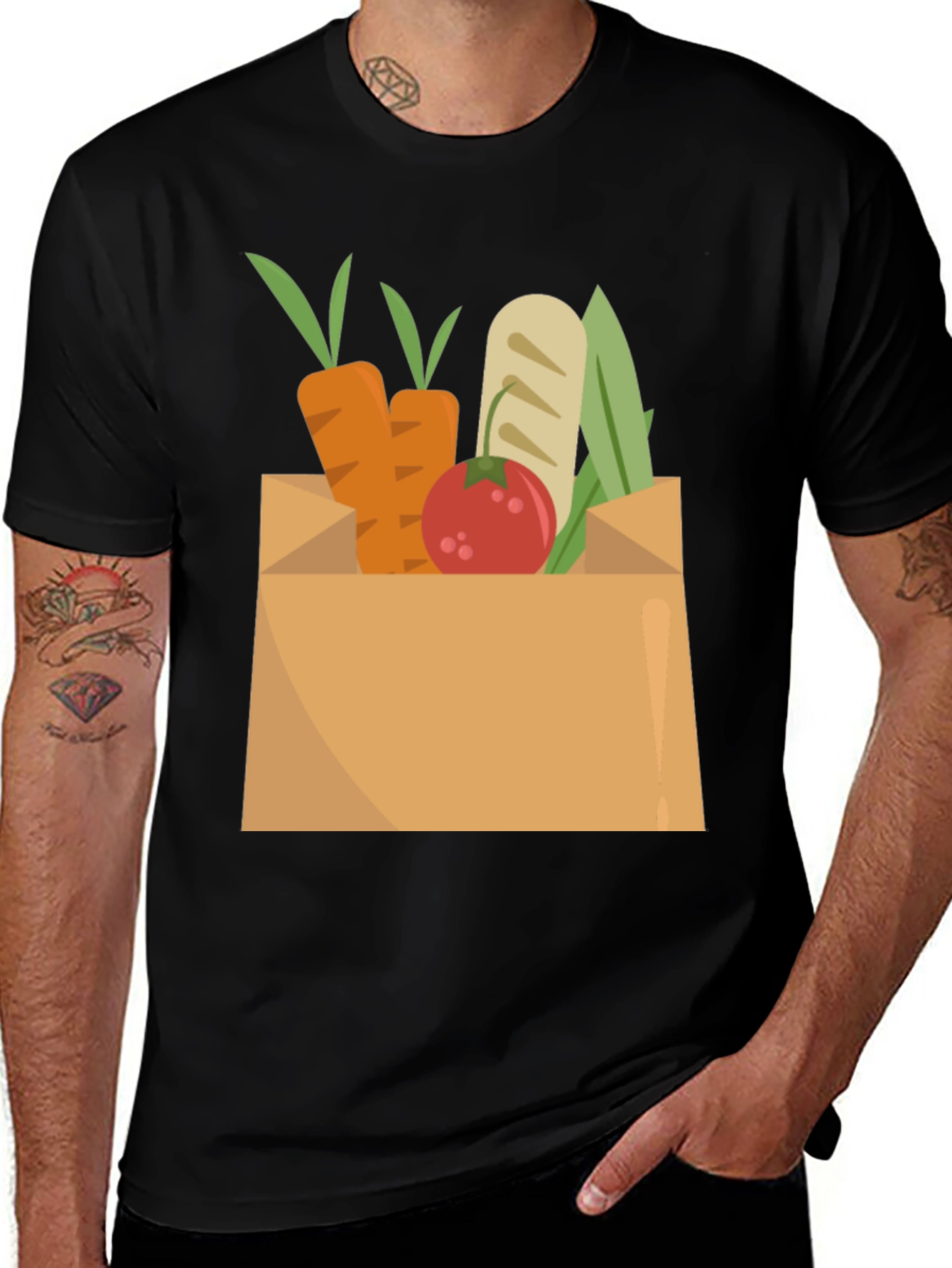 Grocery Bag Graphic Tee - Fresh Produce Design