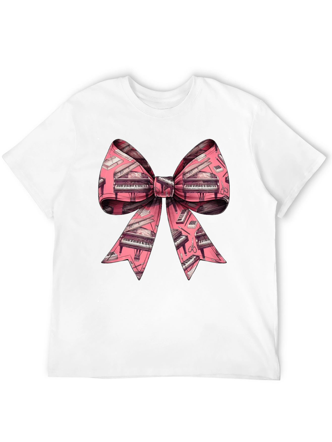 Piano Bow Graphic Tee - Unique Musical Style