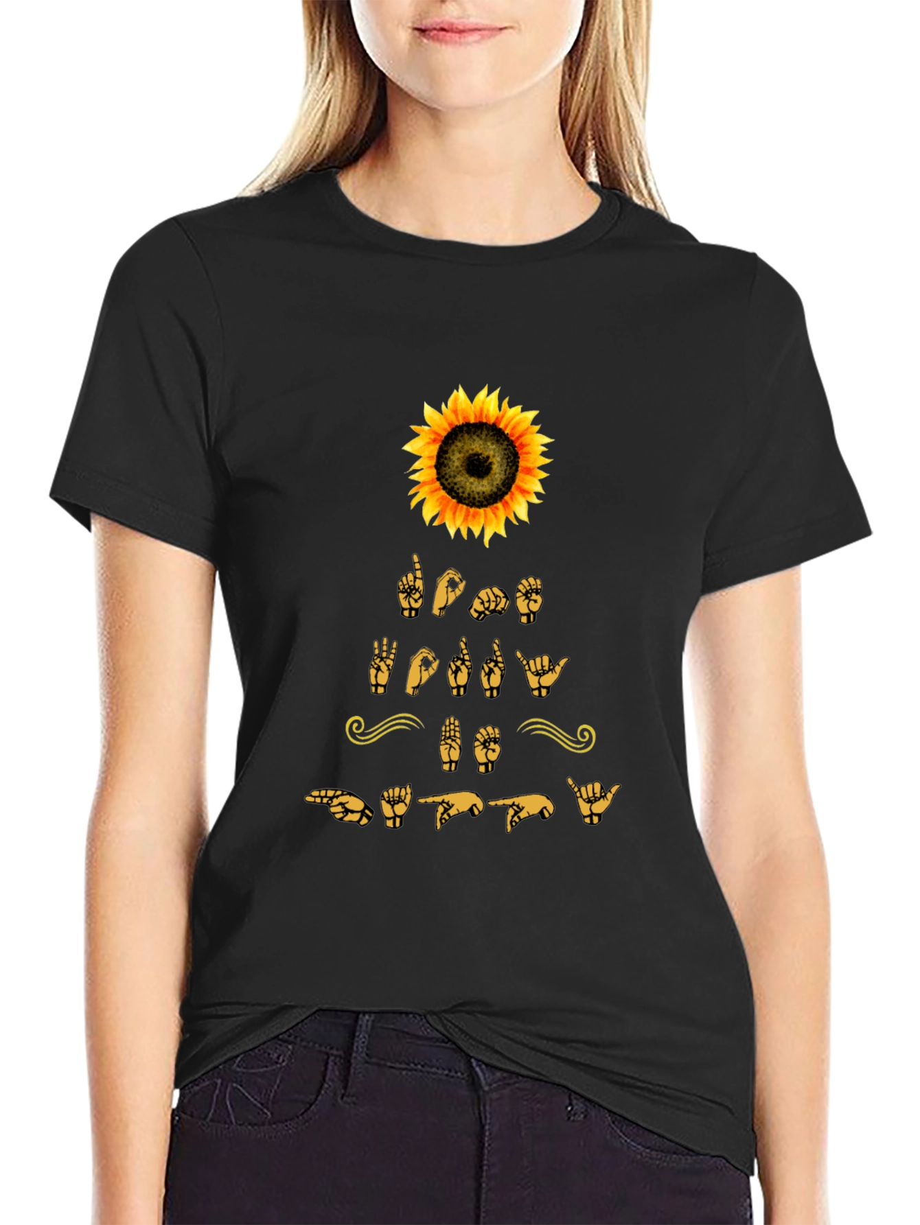 Sunflower ASL T-Shirt - Love Deaf Sign Language Shirt