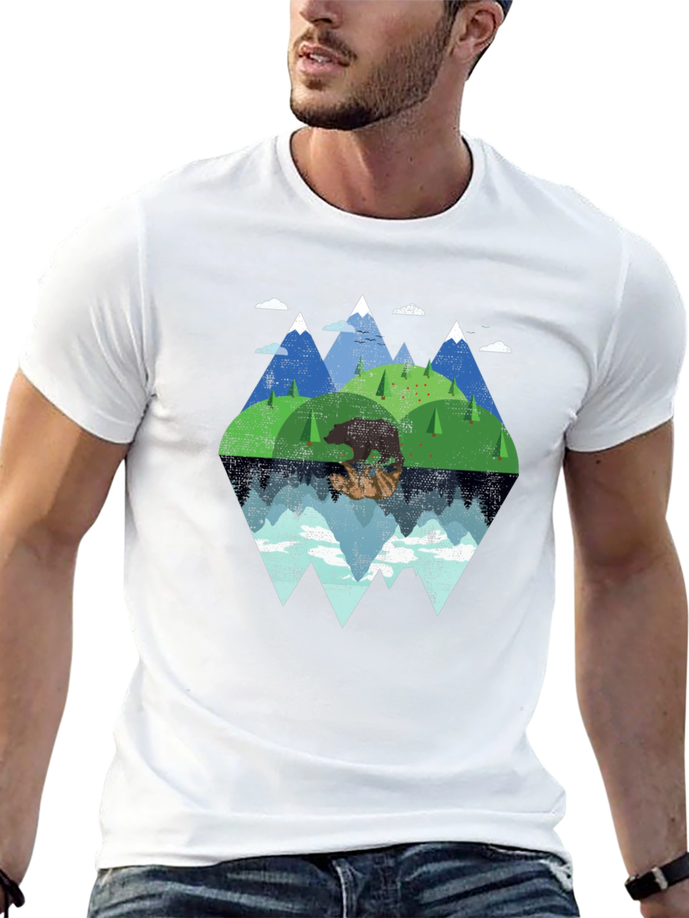 Mountain Bear Graphic Tee - Nature Lovers T-Shirt
