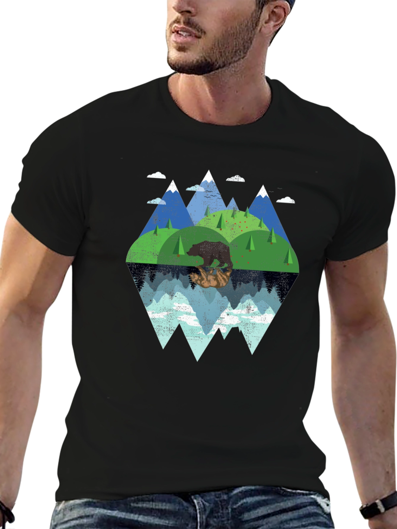 Mountain Bear Graphic Tee - Nature Lovers T-Shirt