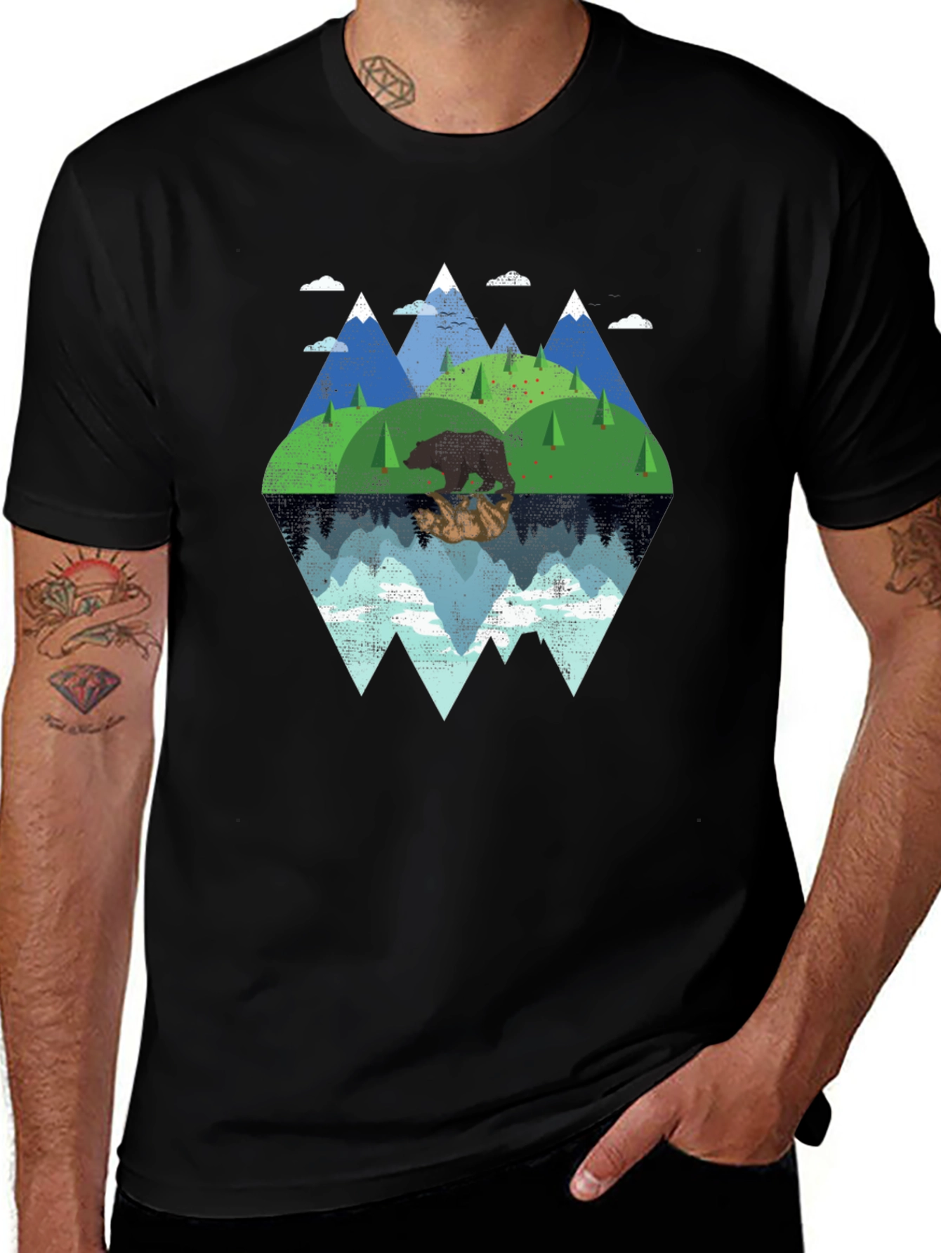 Mountain Bear Graphic Tee - Nature Lovers T-Shirt