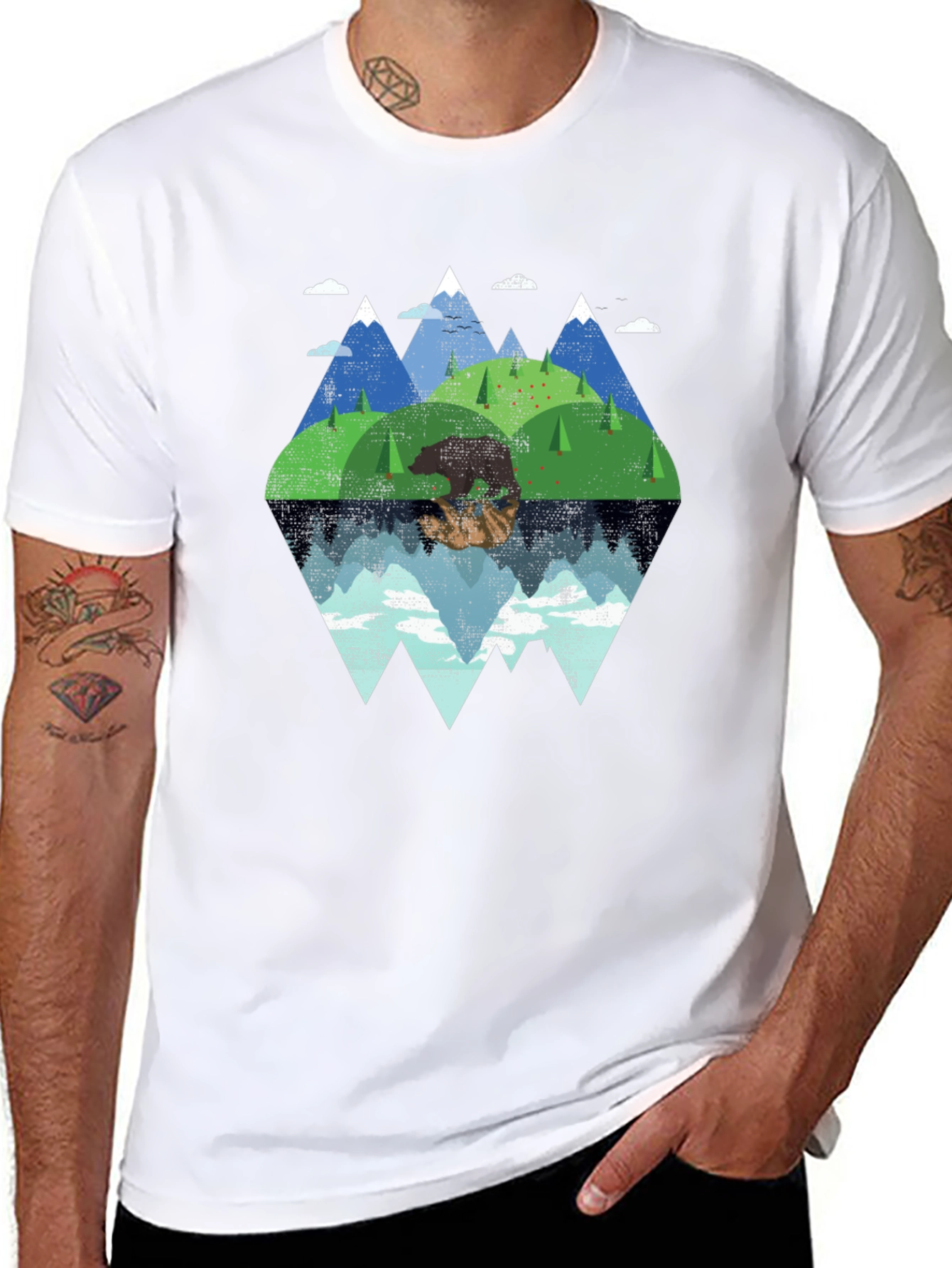 Mountain Bear Graphic Tee - Nature Lovers T-Shirt