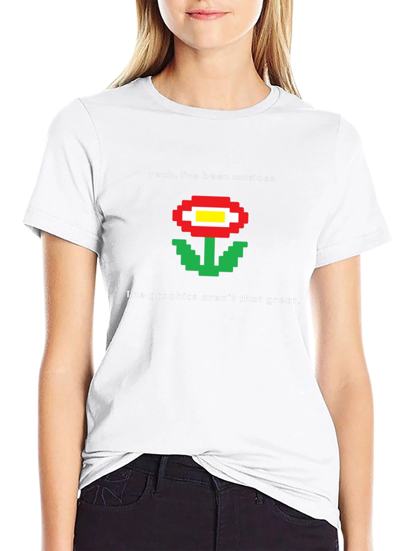 Retro Pixel Flower T-Shirt - Funny Gaming Tee