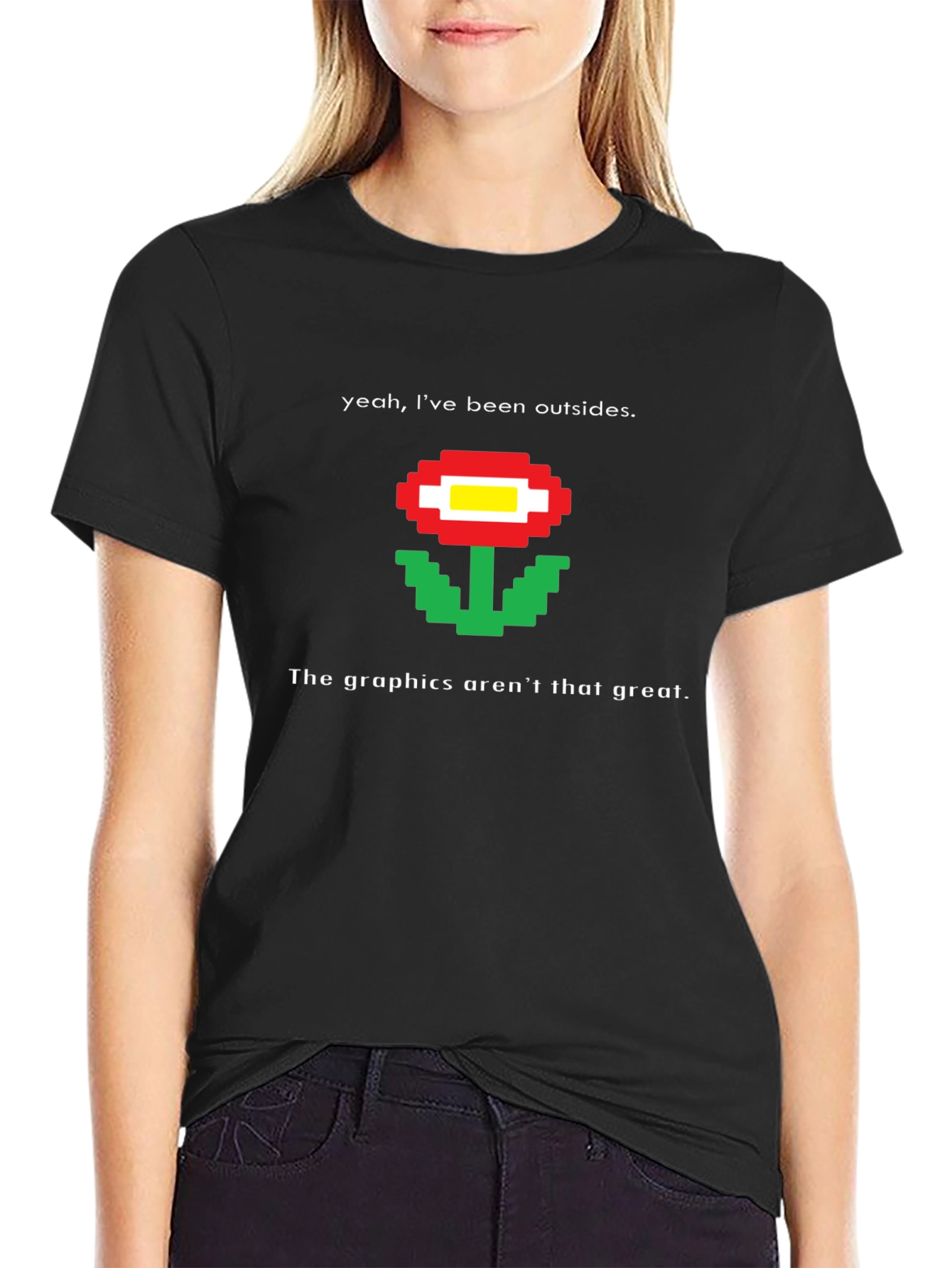 Retro Pixel Flower T-Shirt - Funny Gaming Tee
