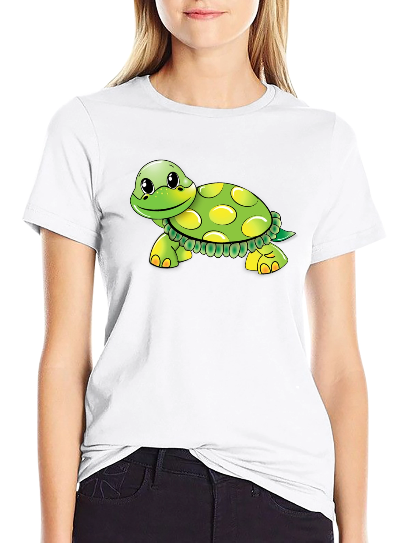 Turtle Cartoon Graphic Black T-Shirt