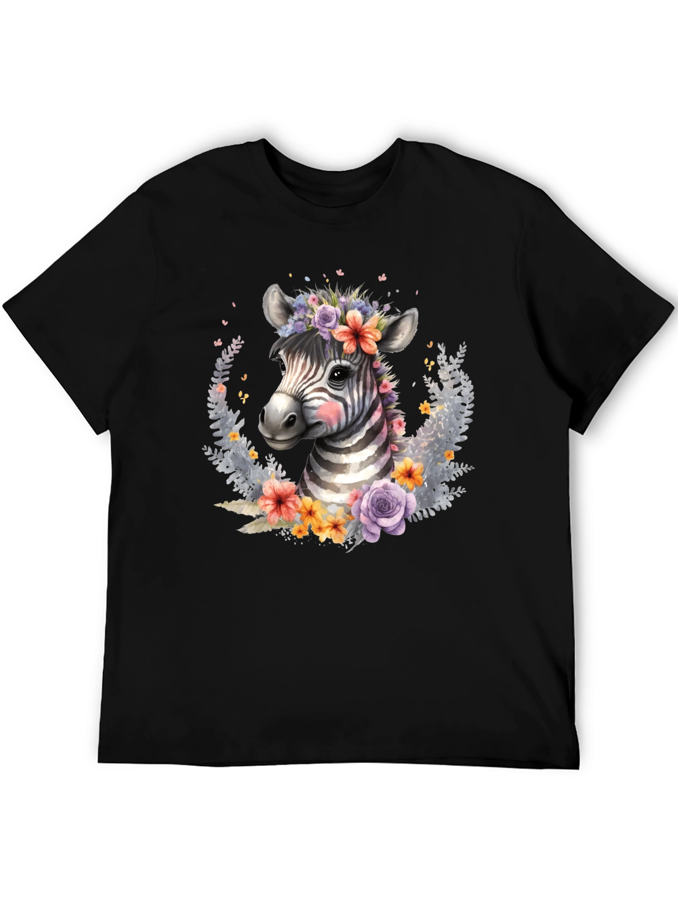 Floral Zebra Graphic T-Shirt - Unisex