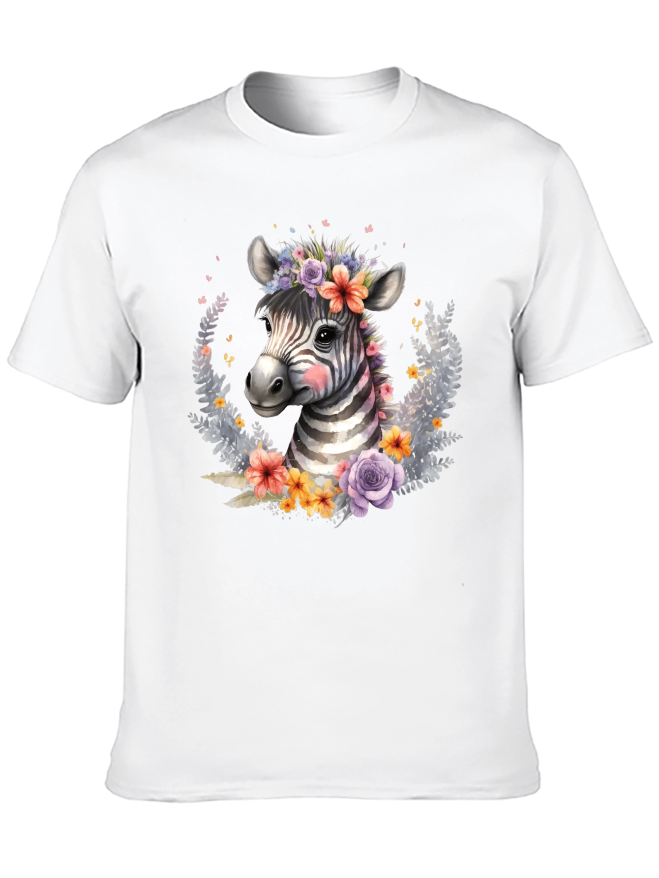 Floral Zebra Graphic T-Shirt - Unisex