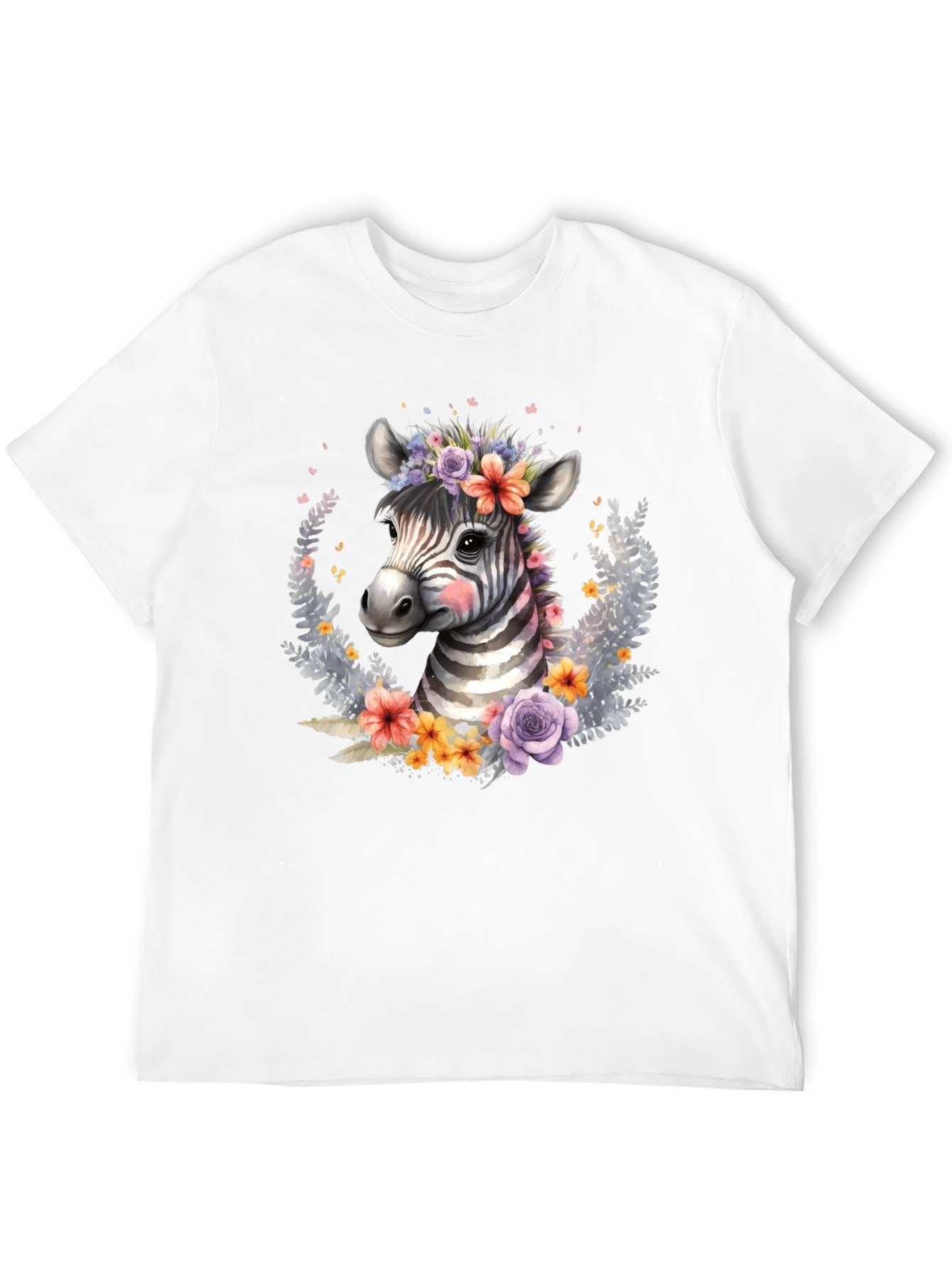 Floral Zebra Graphic T-Shirt - Unisex
