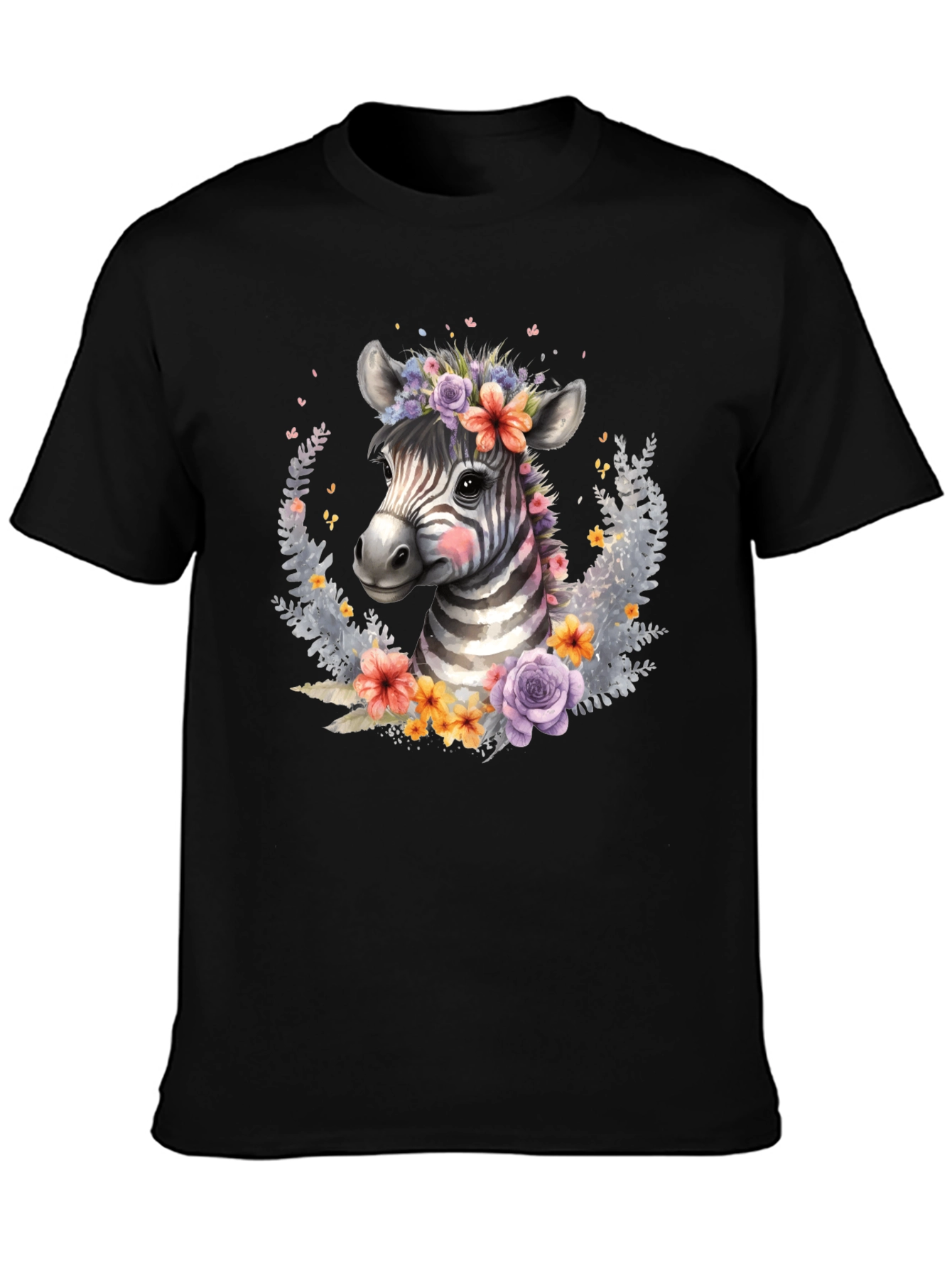 Floral Zebra Graphic T-Shirt - Unisex