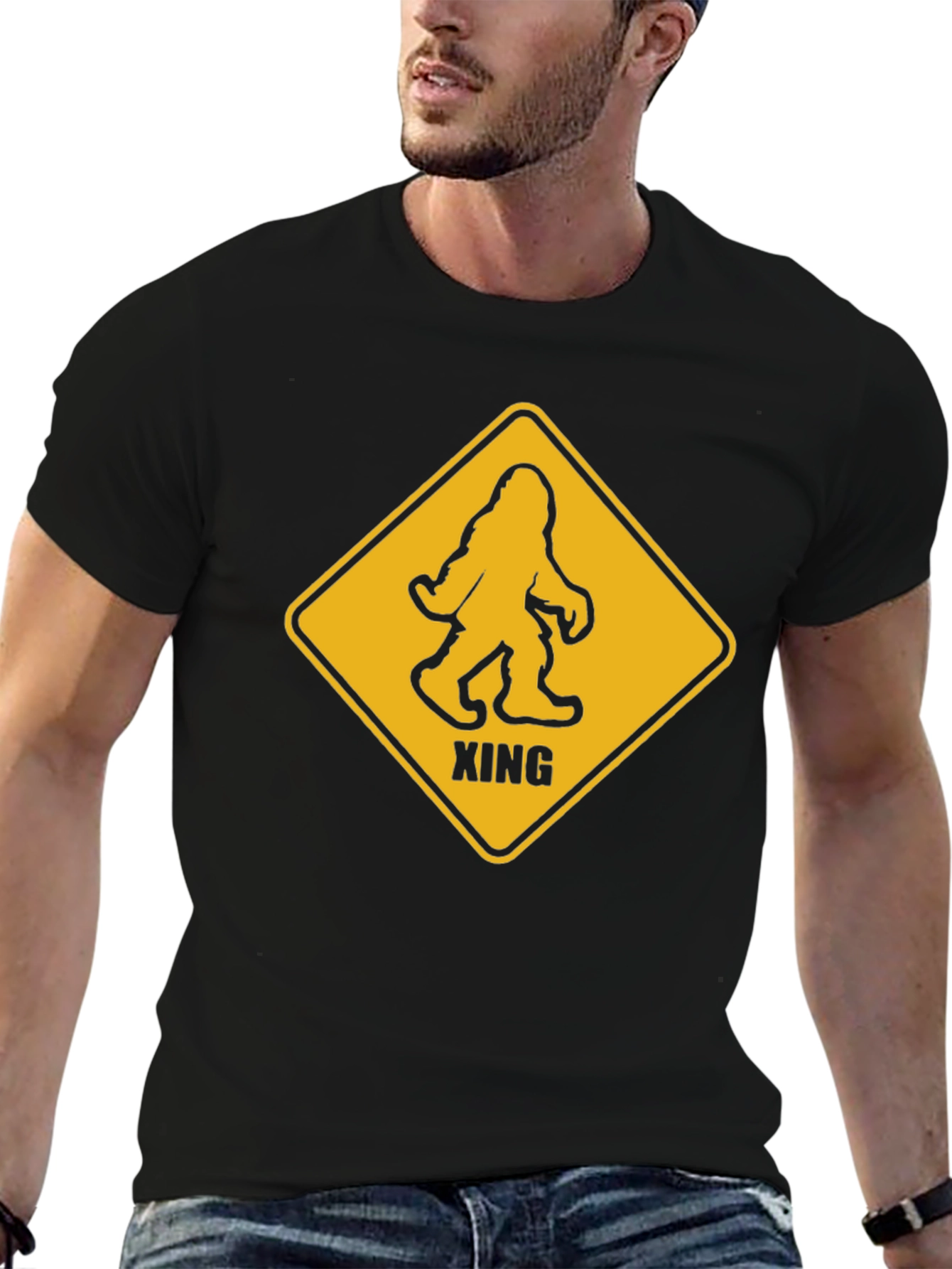 Bigfoot Crossing Graphic T-Shirt - Novelty Tee