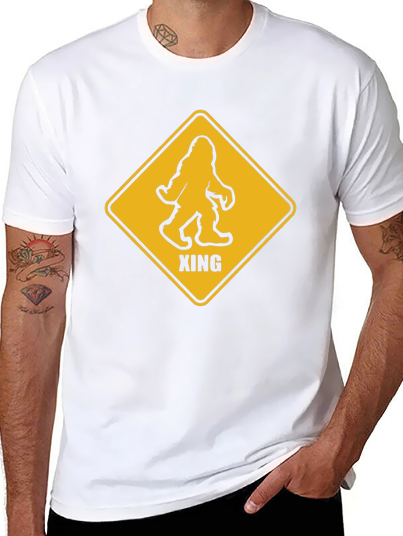Bigfoot Crossing Graphic T-Shirt - Novelty Tee