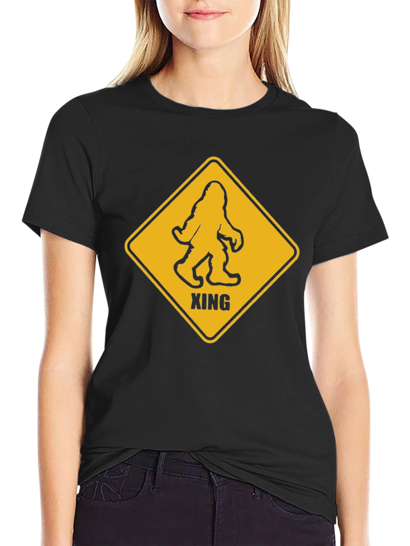 Bigfoot Crossing Graphic T-Shirt - Novelty Tee