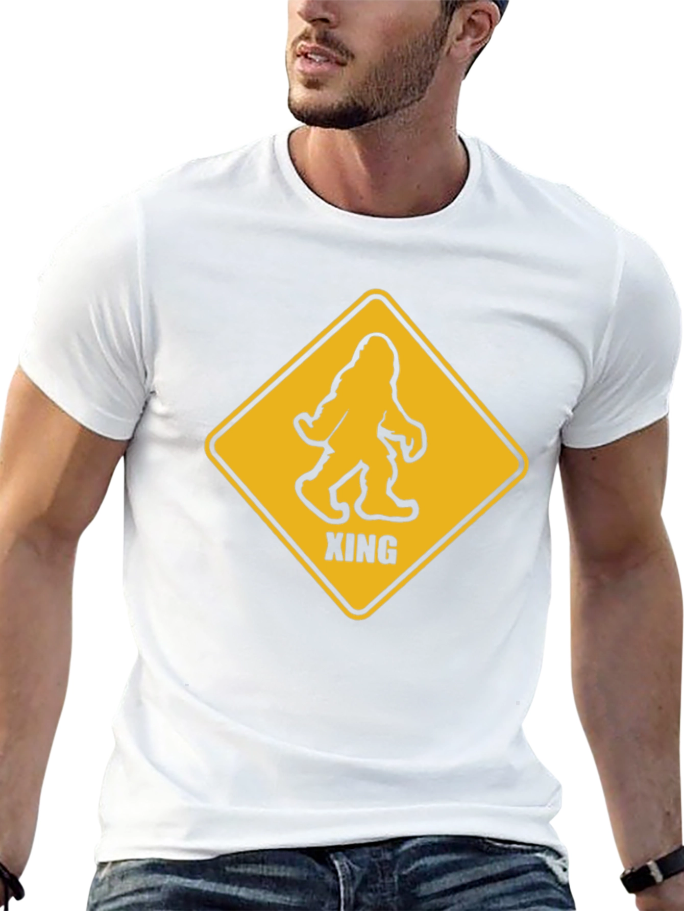 Bigfoot Crossing Graphic T-Shirt - Novelty Tee