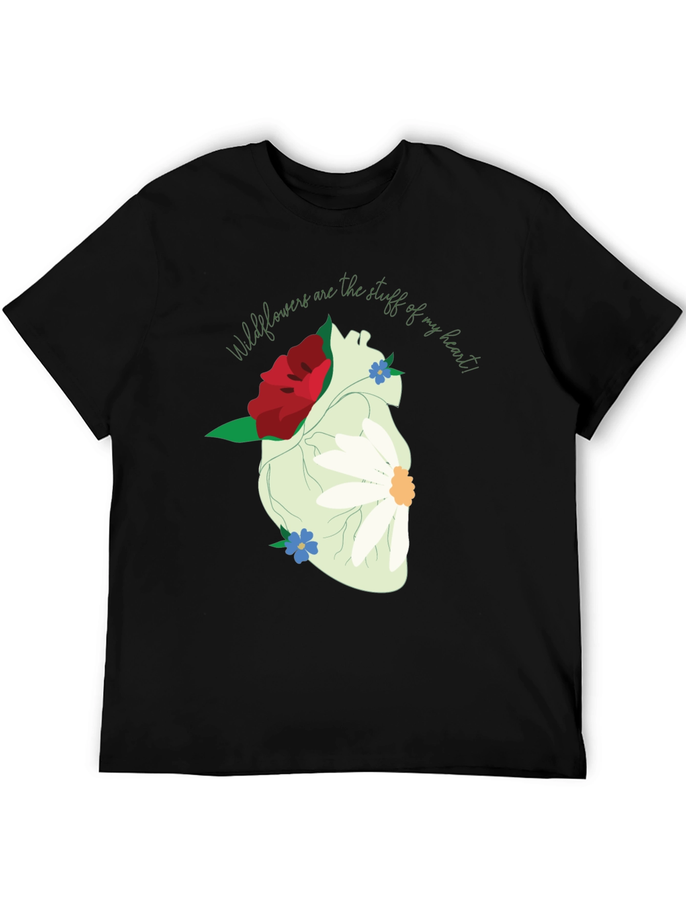 Wildflower Heart Graphic Tee - Unique Floral Design