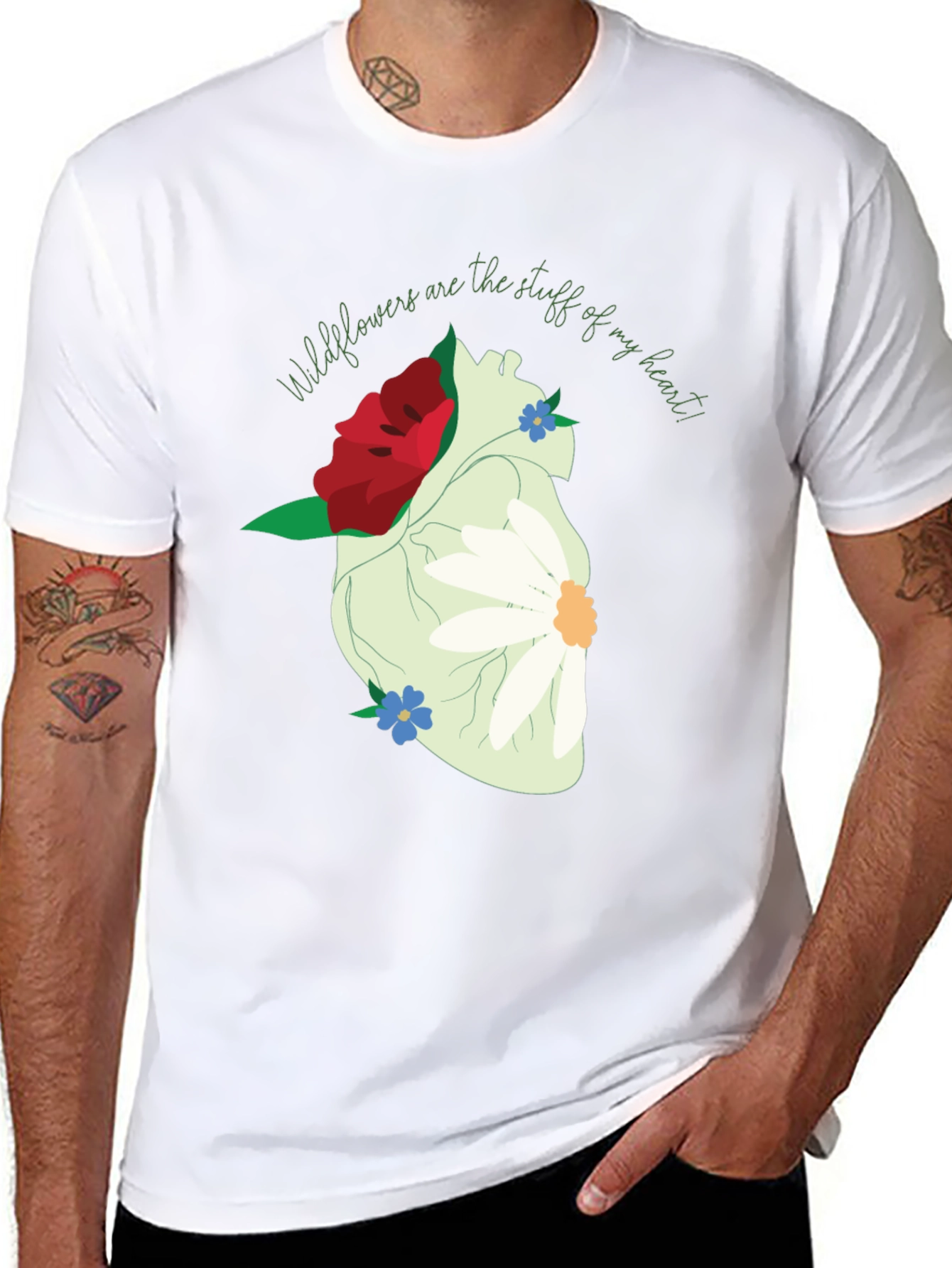 Wildflower Heart Graphic Tee - Unique Floral Design