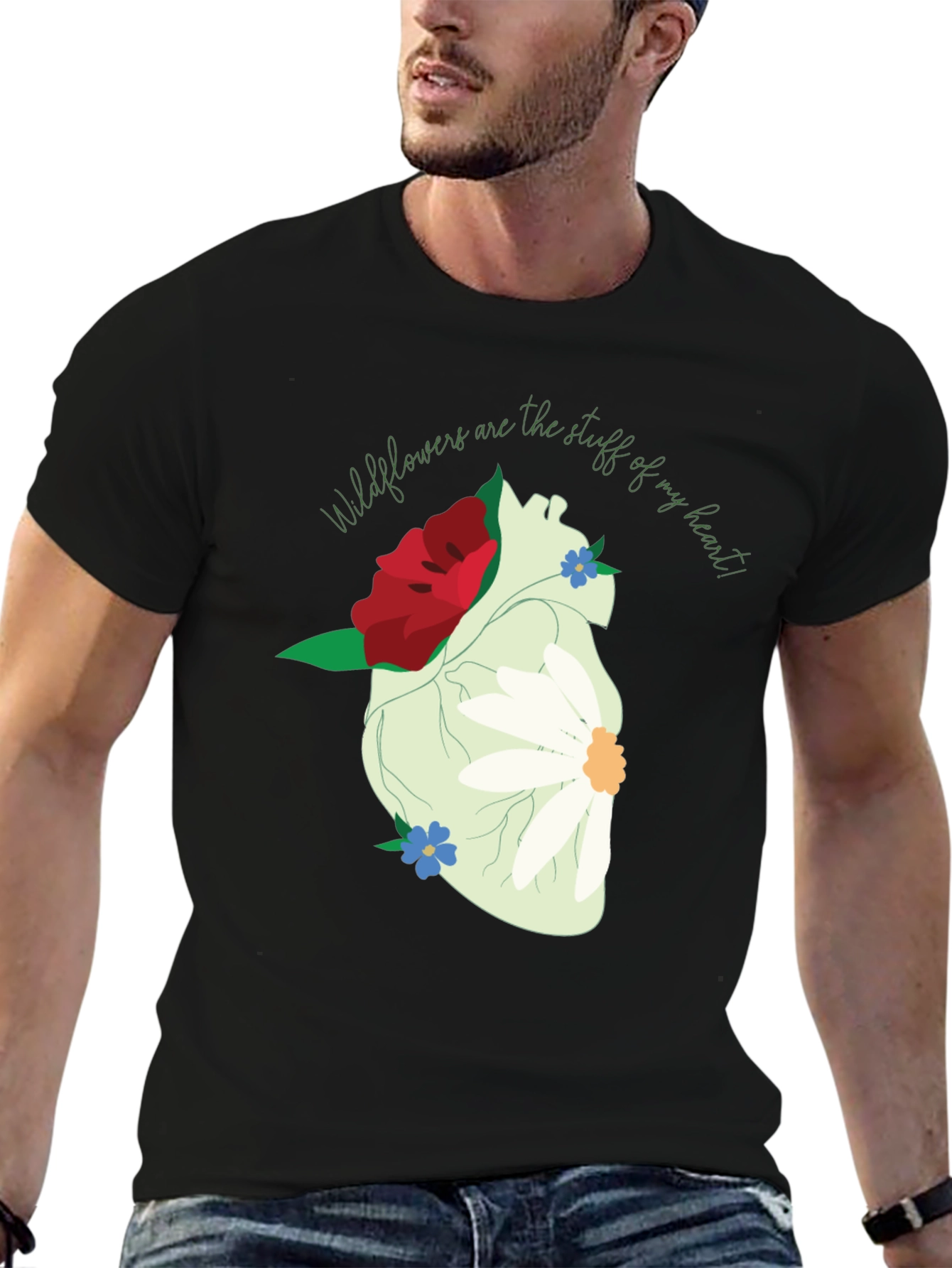 Wildflower Heart Graphic Tee - Unique Floral Design