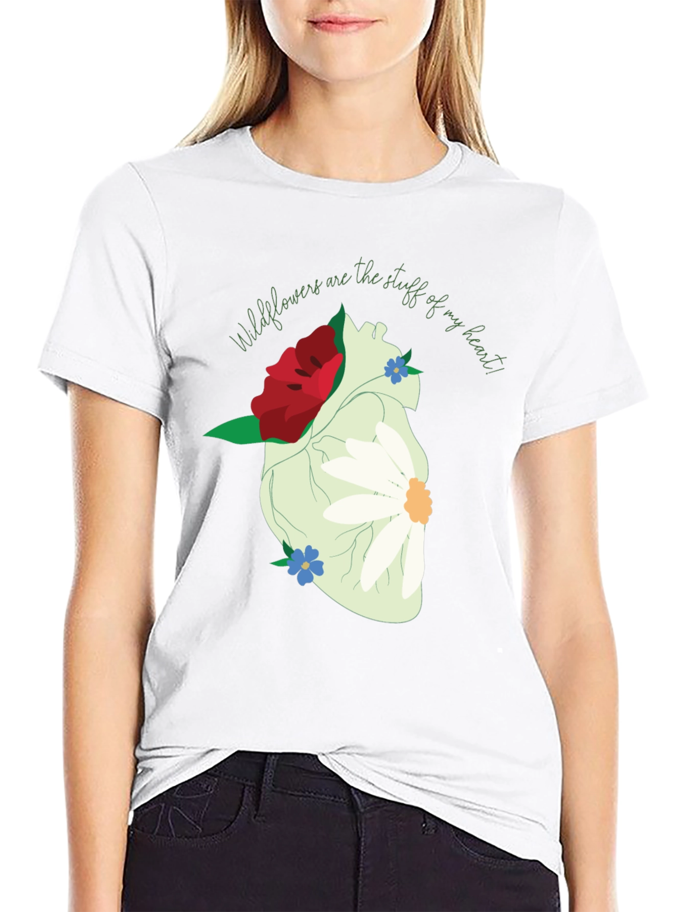 Wildflower Heart Graphic Tee - Unique Floral Design