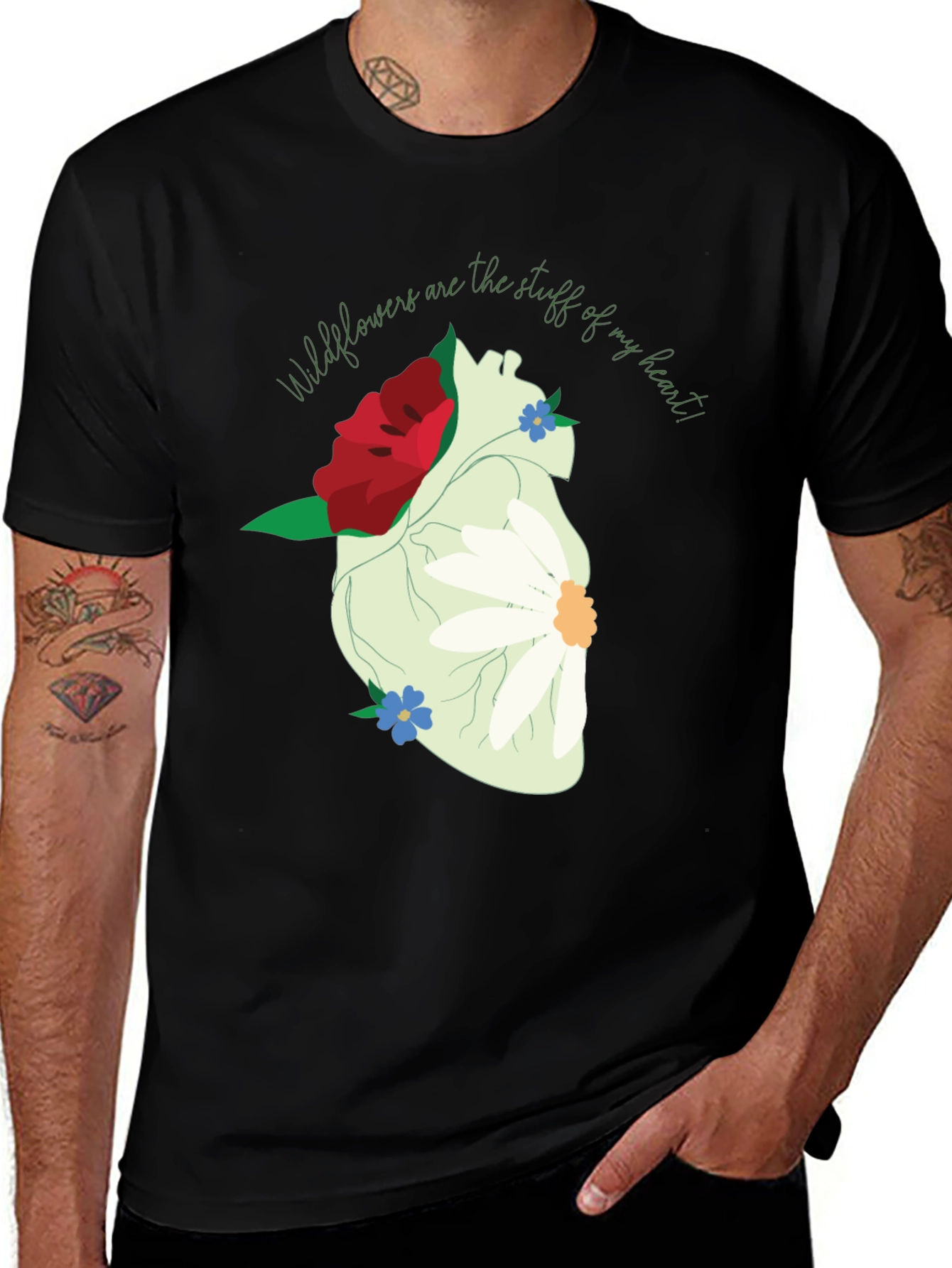 Wildflower Heart Graphic Tee - Unique Floral Design