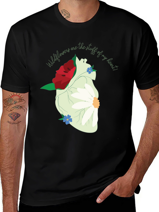 Wildflower Heart Graphic Tee - Unique Floral Design