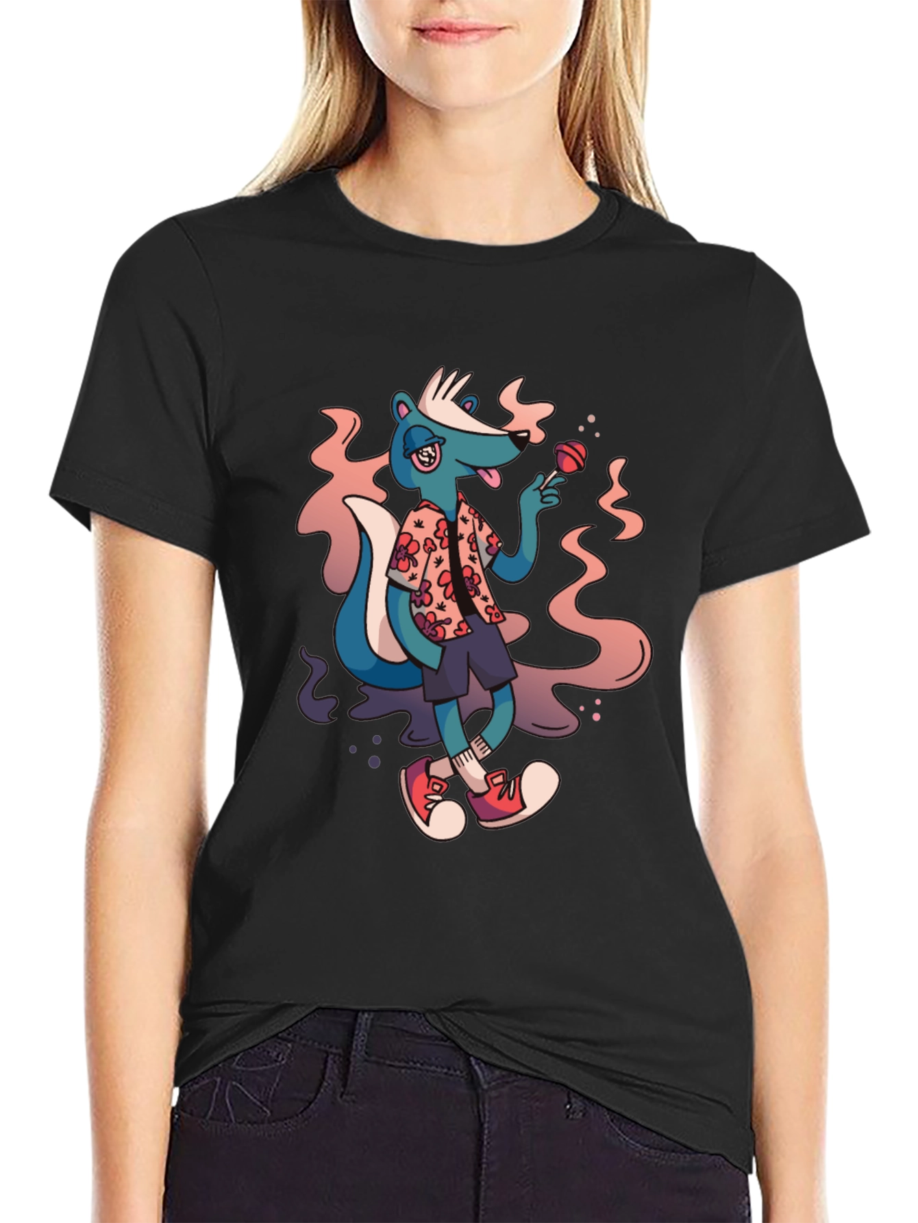 Skunk with Lollipop Graphic T-Shirt
