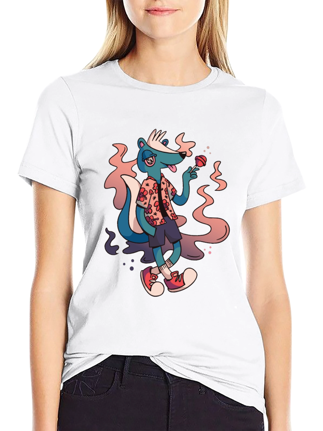 Skunk with Lollipop Graphic T-Shirt