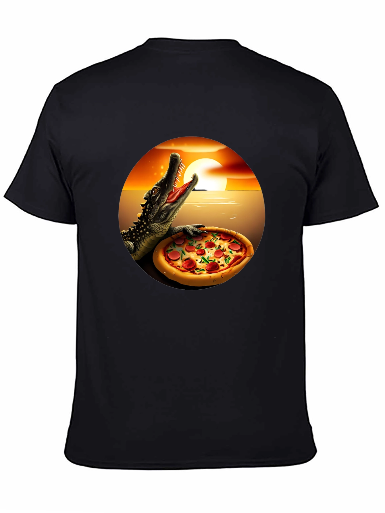 Pizza Gator Graphic T-Shirt - Novelty Design