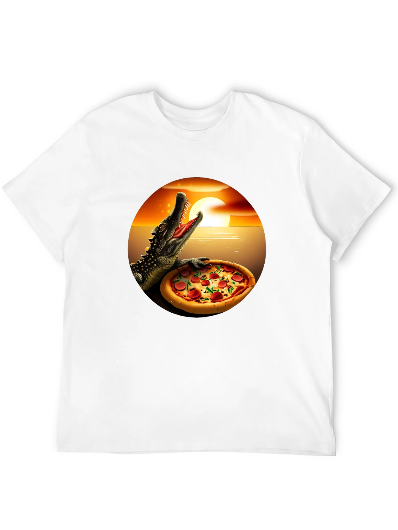 Pizza Gator Graphic T-Shirt - Novelty Design